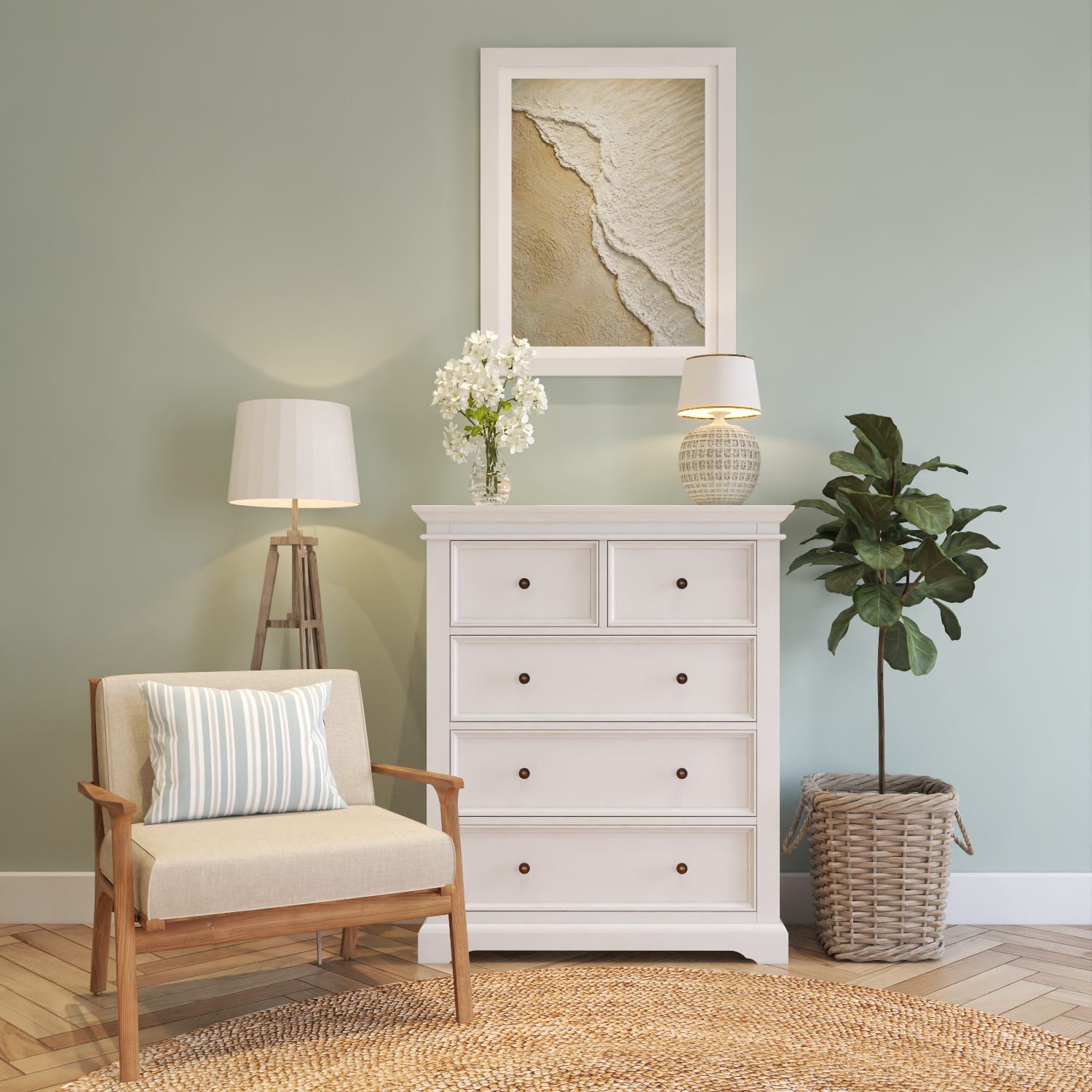 London 5 Drawer Tallboy