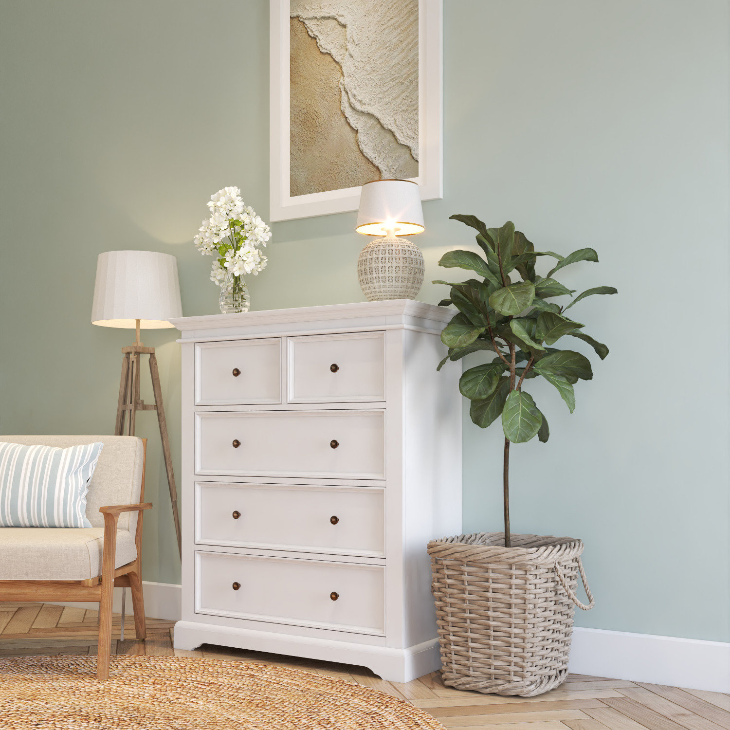 London 5 Drawer Tallboy