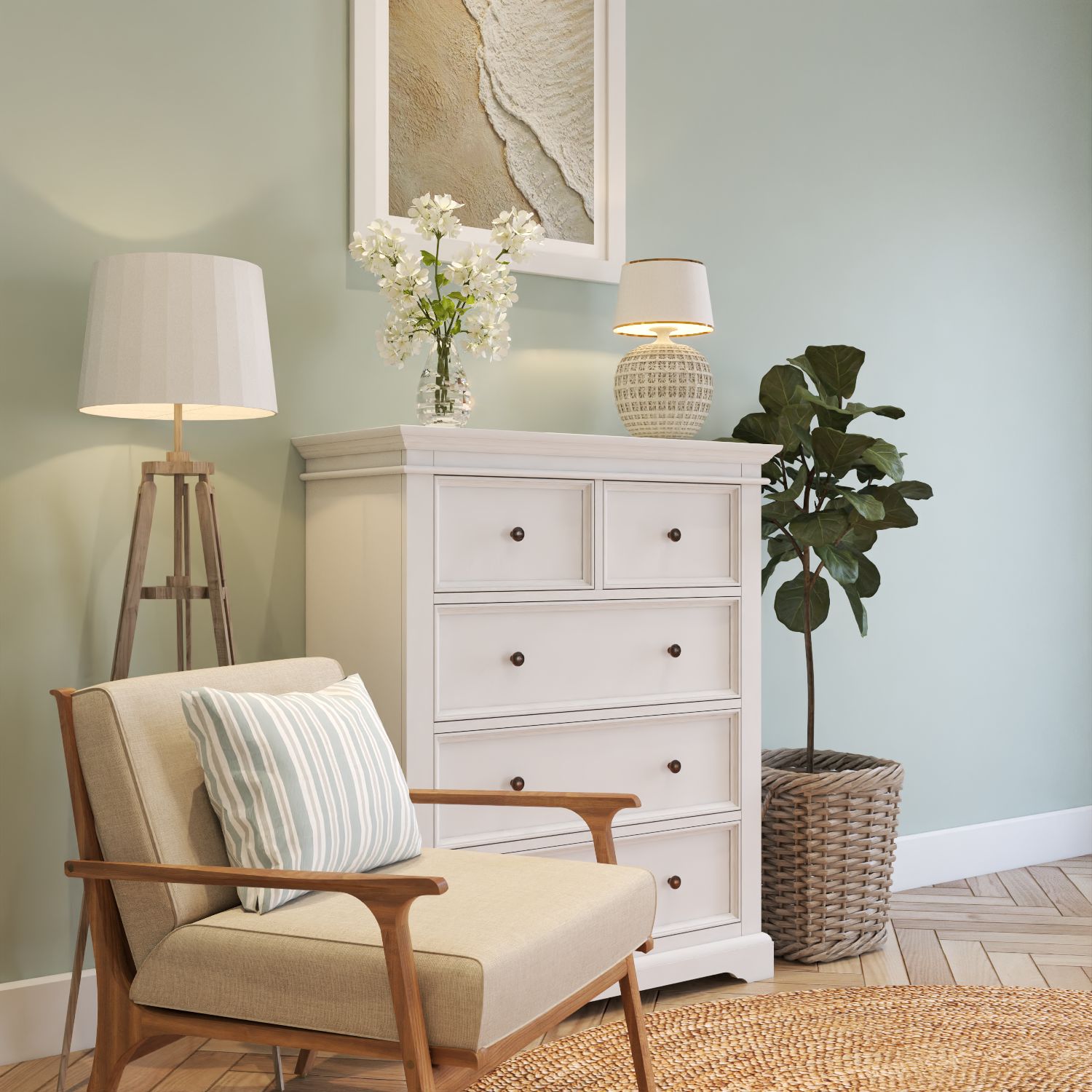 London 5 Drawer Tallboy