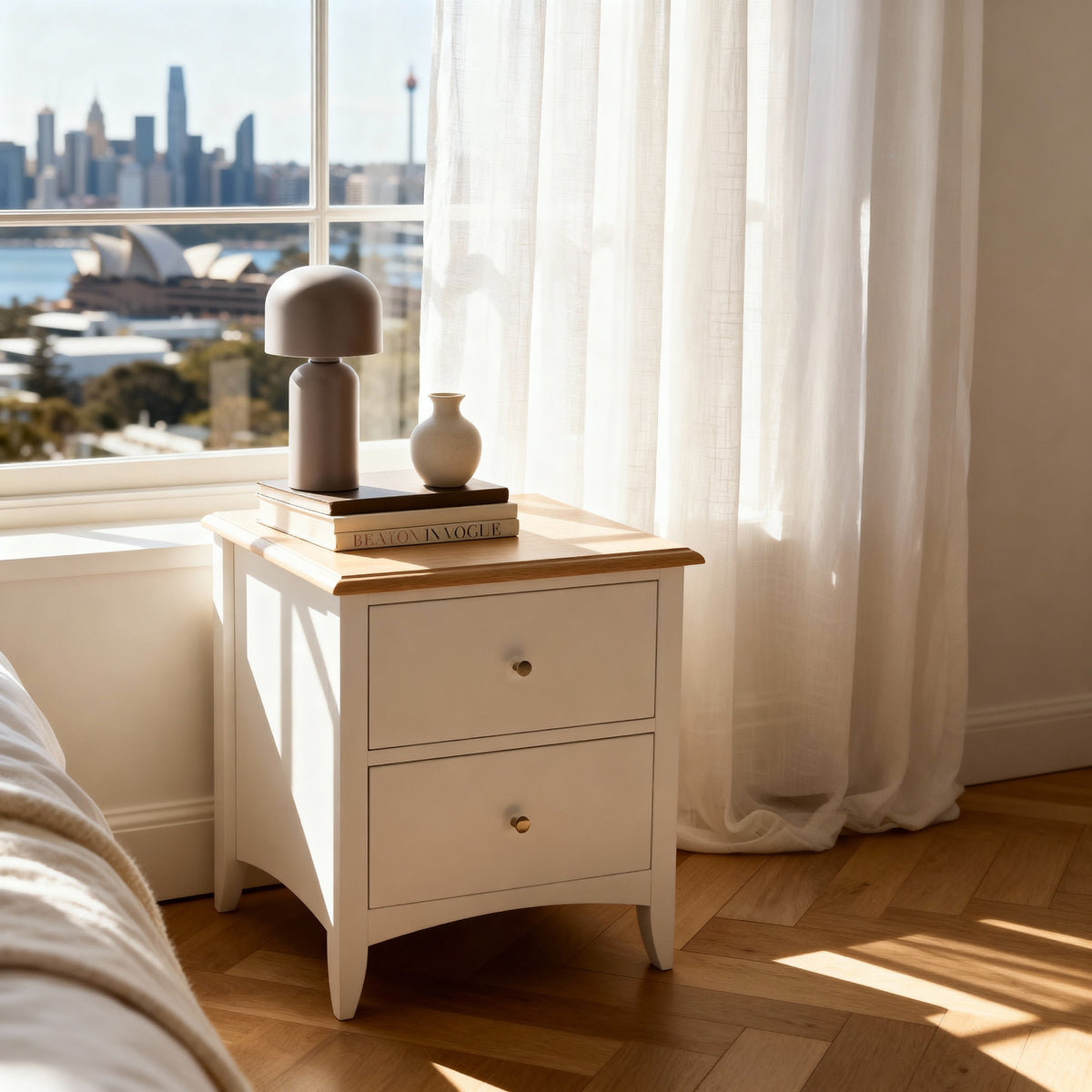 Bristol Pine 2 Drawer Bedside Table lifestyle scene 5