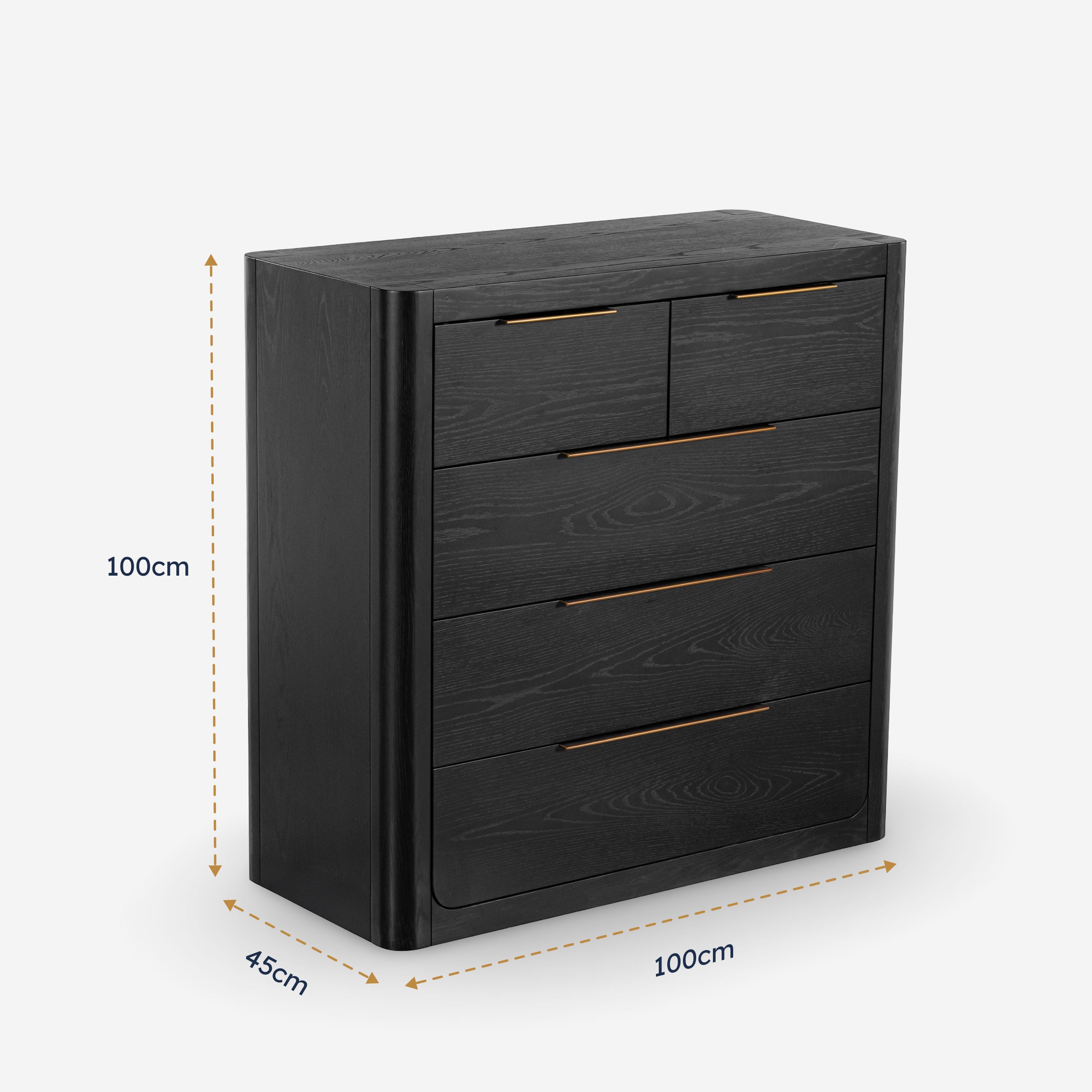 Liverpool 5 Drawer Tallboy (Black)