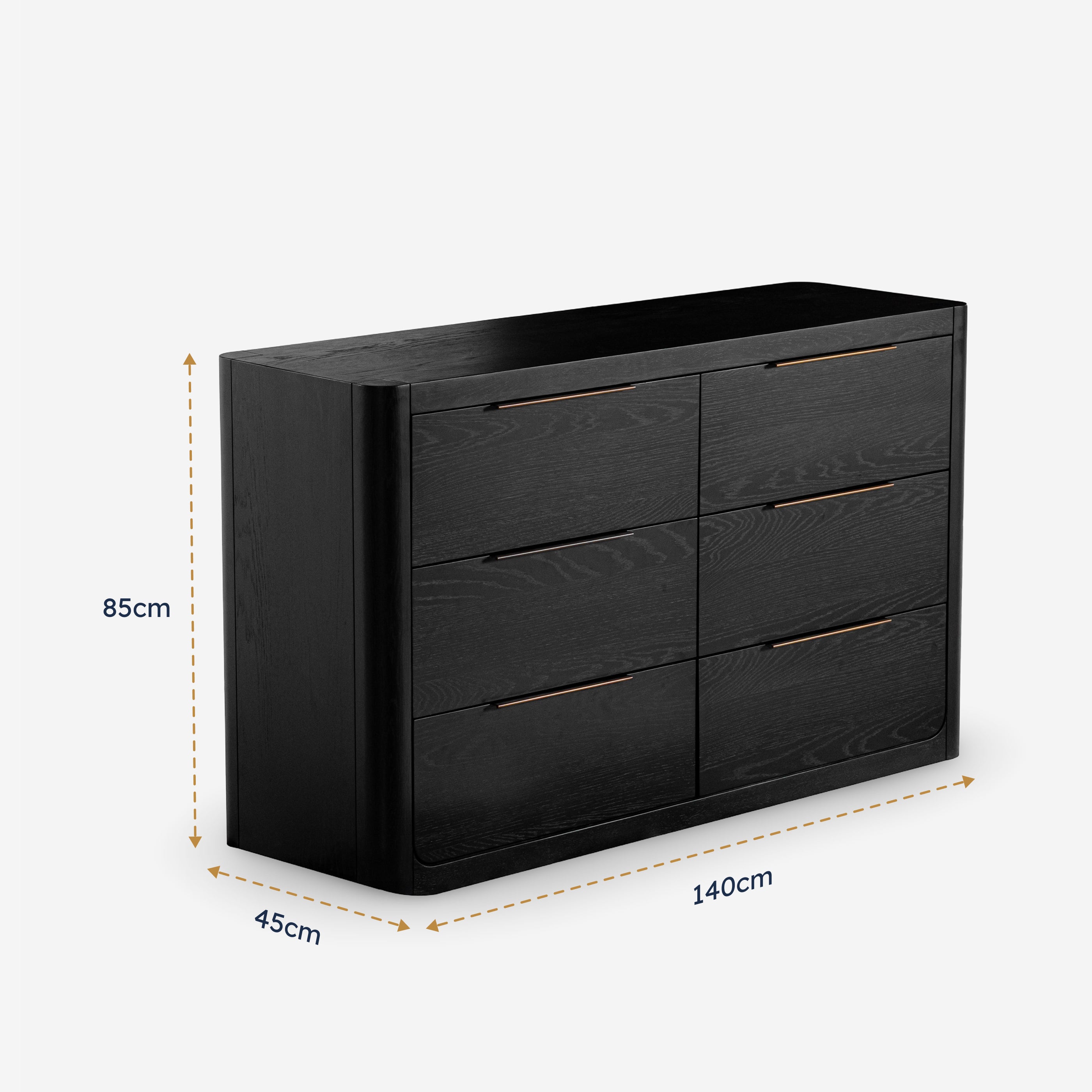 Liverpool 6 Drawer Chest (Black)