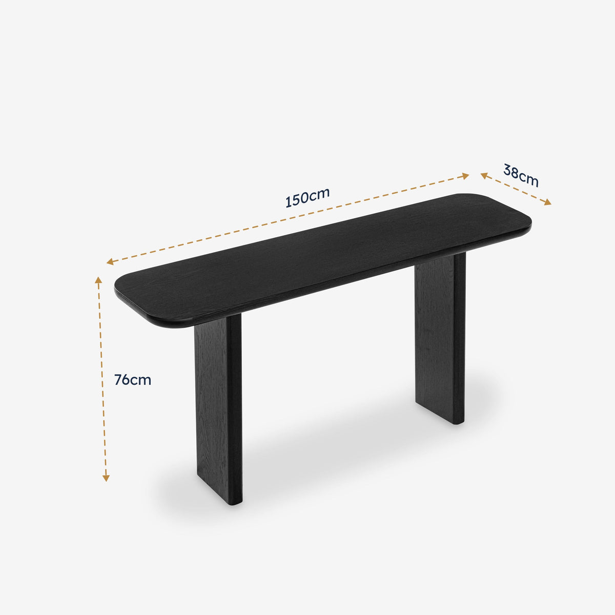 Liverpool Pine Console Table - Black — dimension