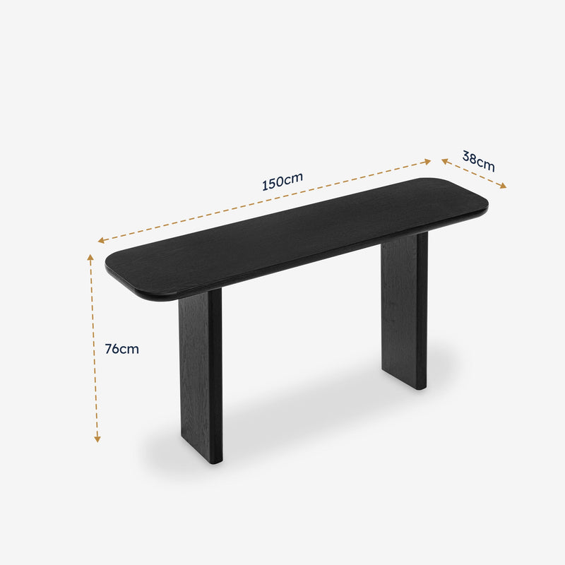 Liverpool Pine Console Table - Black — dimension
