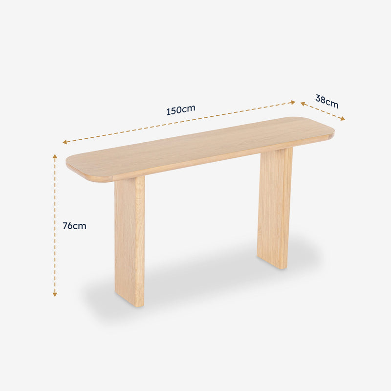 Liverpool Pine Console Table - Natural — dimension