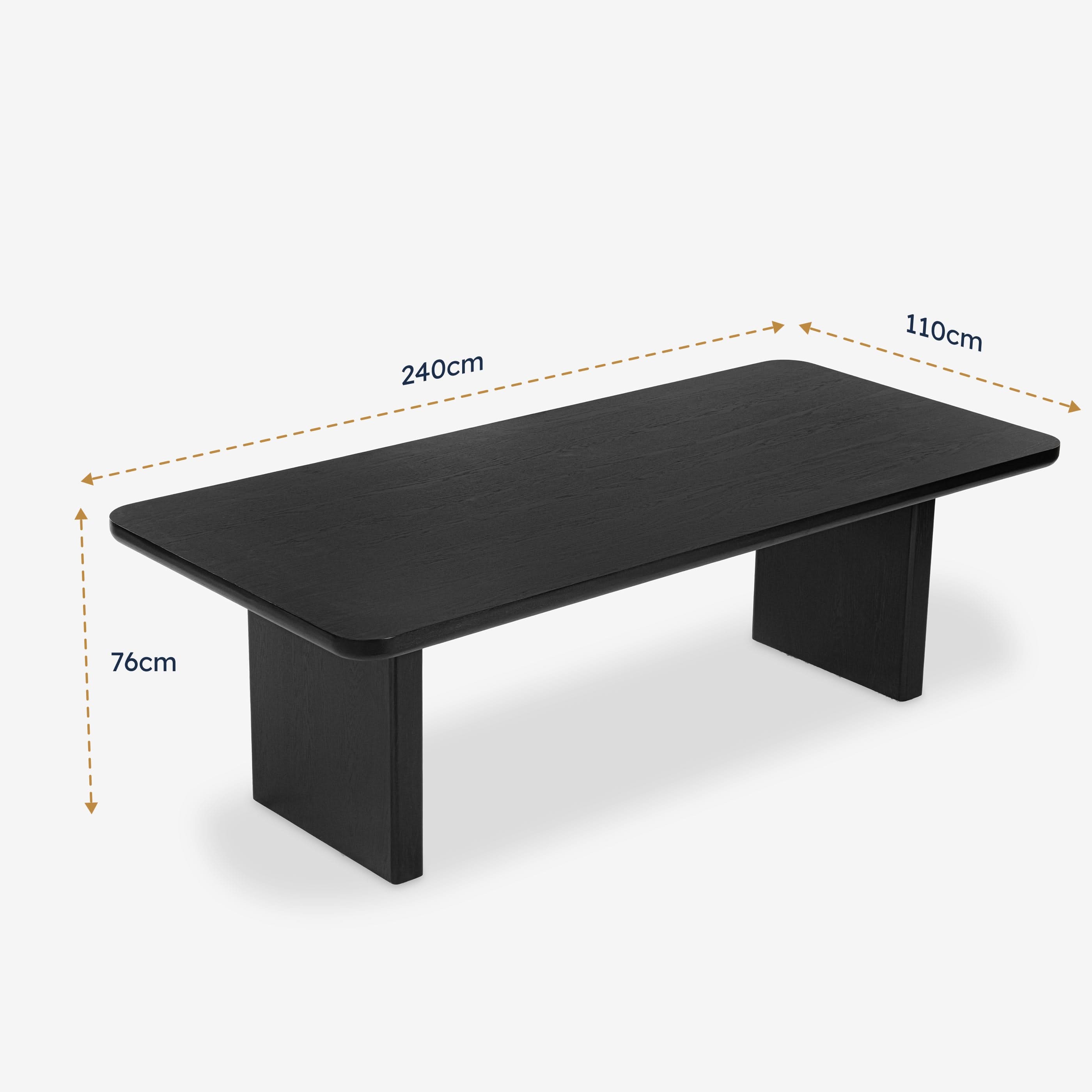 Liverpool 240cm black dining table dimensions