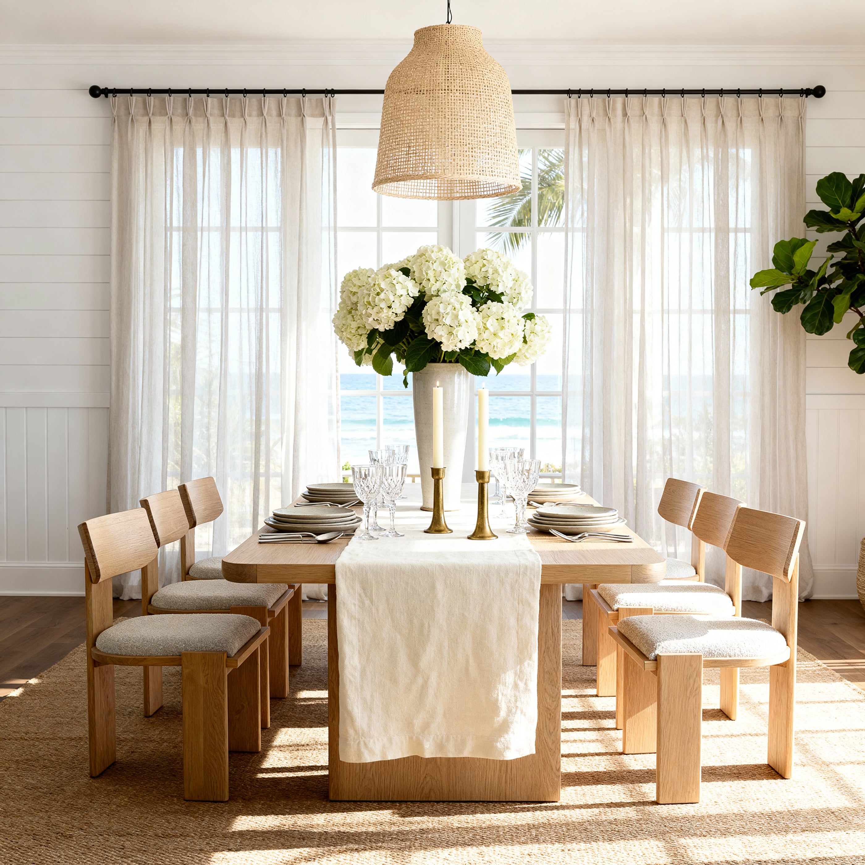 Liverpool 240cm Dining Set with 6 Chairs (Natural)