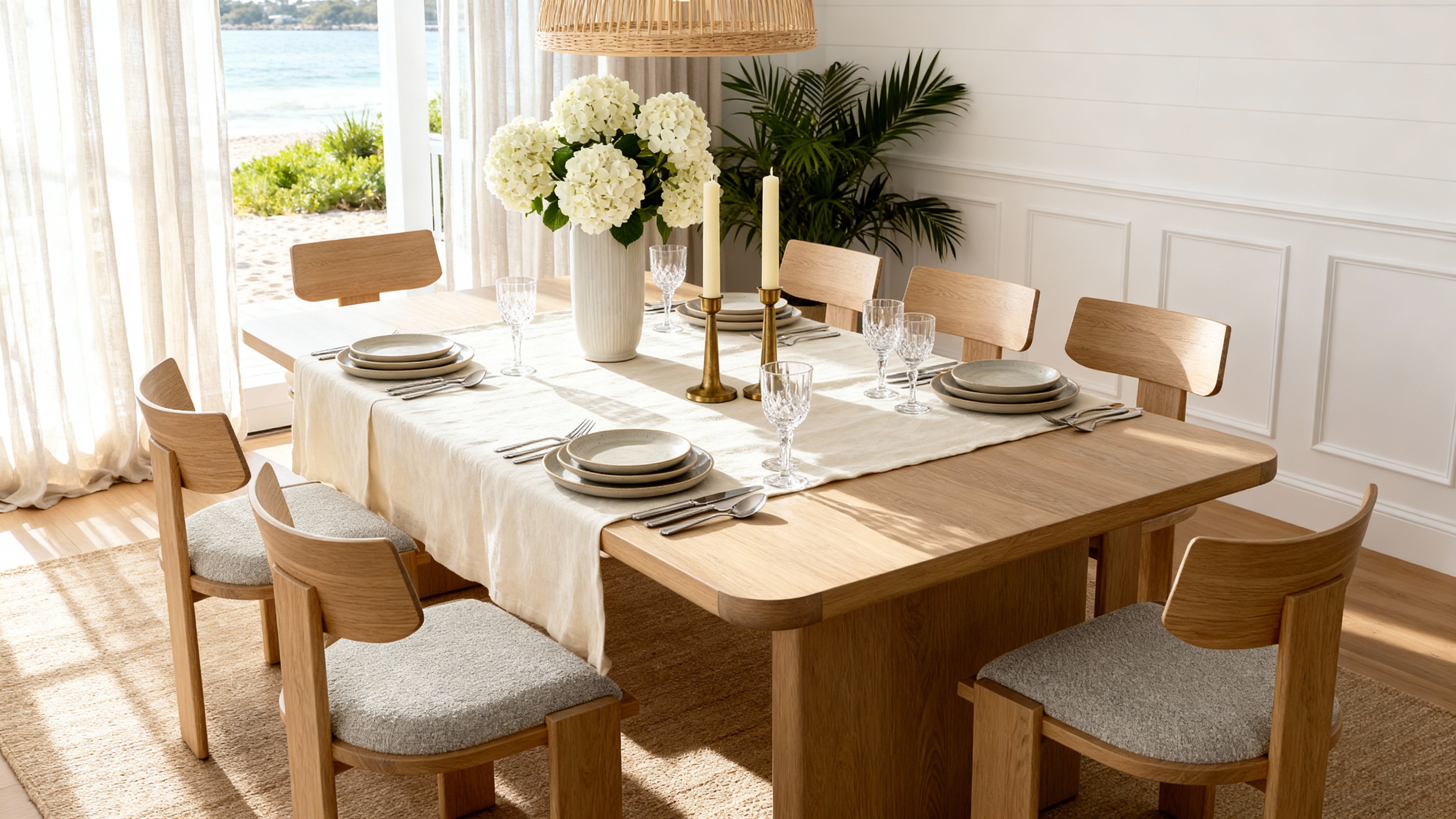 Liverpool 240cm Dining Set with 8 Chairs (Natural)