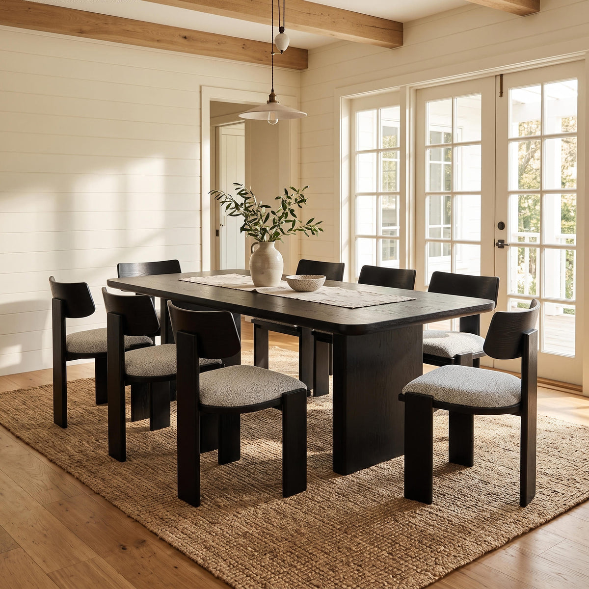 Liverpool Pine Dining Table 240cm with 6 Chairs - Black