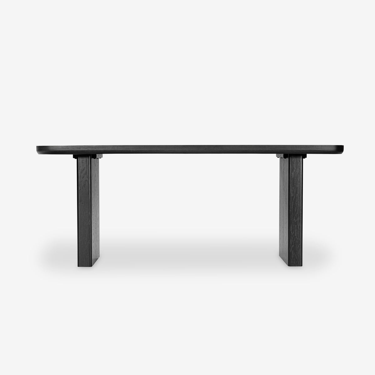 Black dining table on a white background

