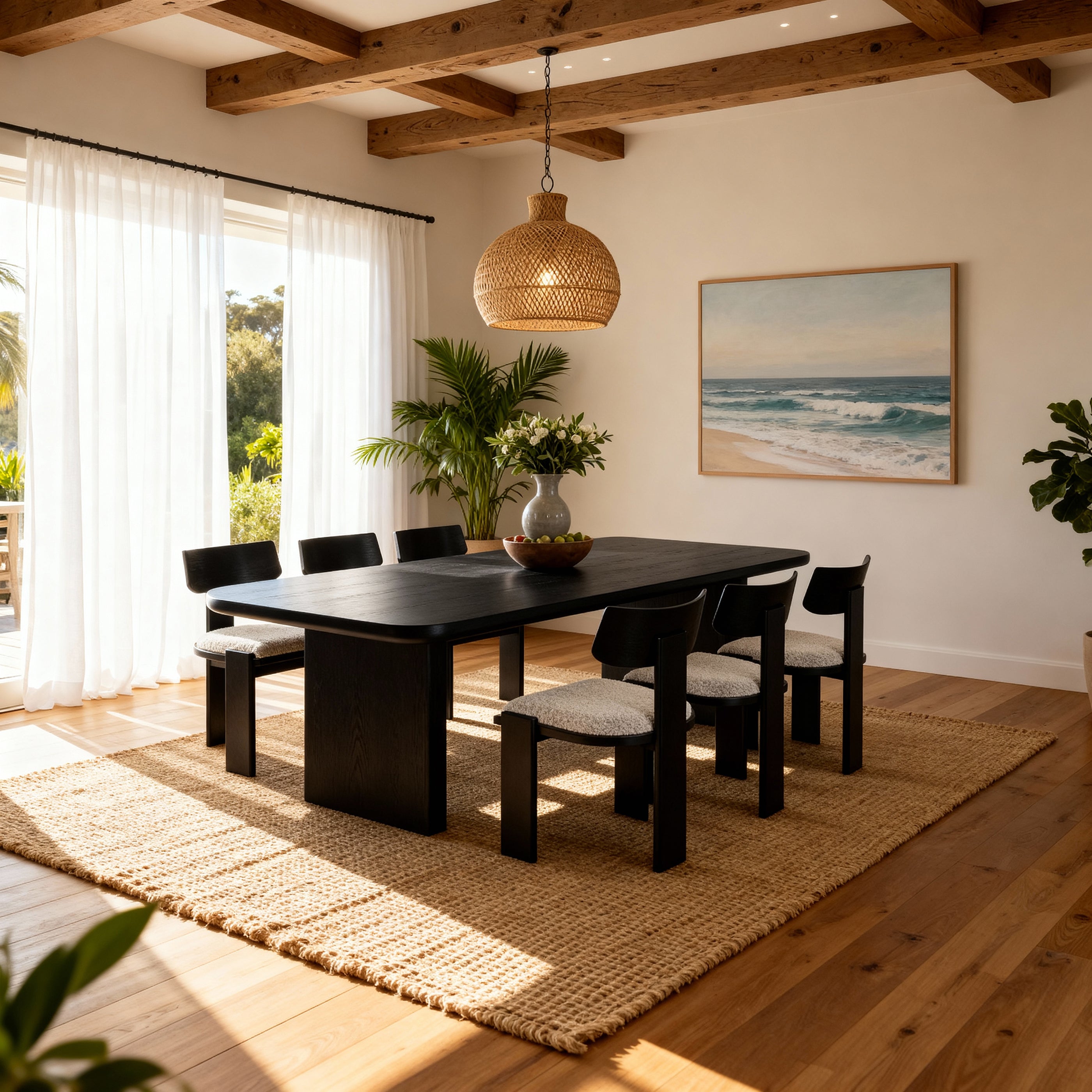 Liverpool 240cm 6 Seater Dining Set (Black)