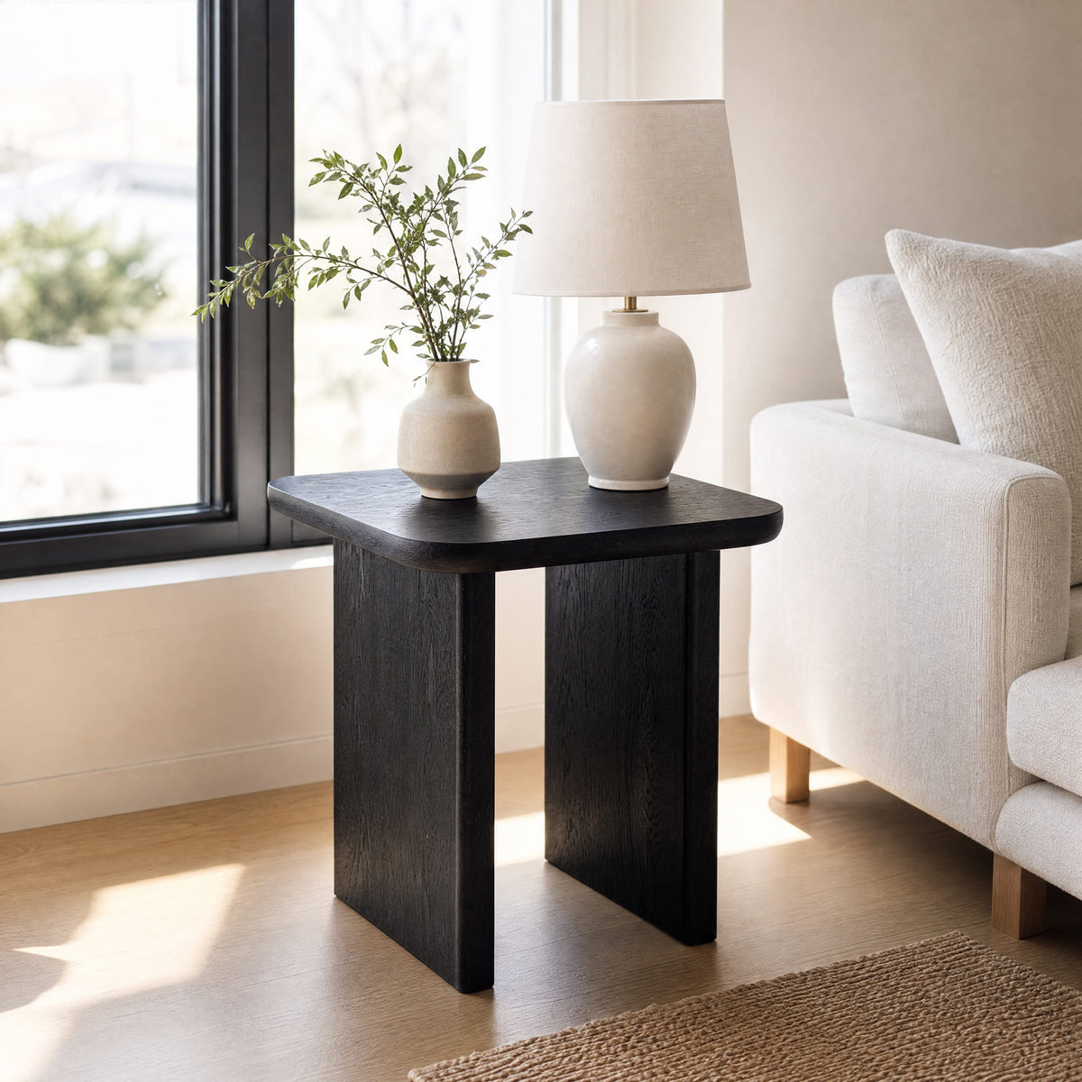 Liverpool Pine End Table - Black