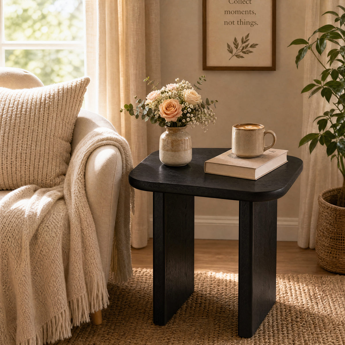 Liverpool Pine End Table - Black
