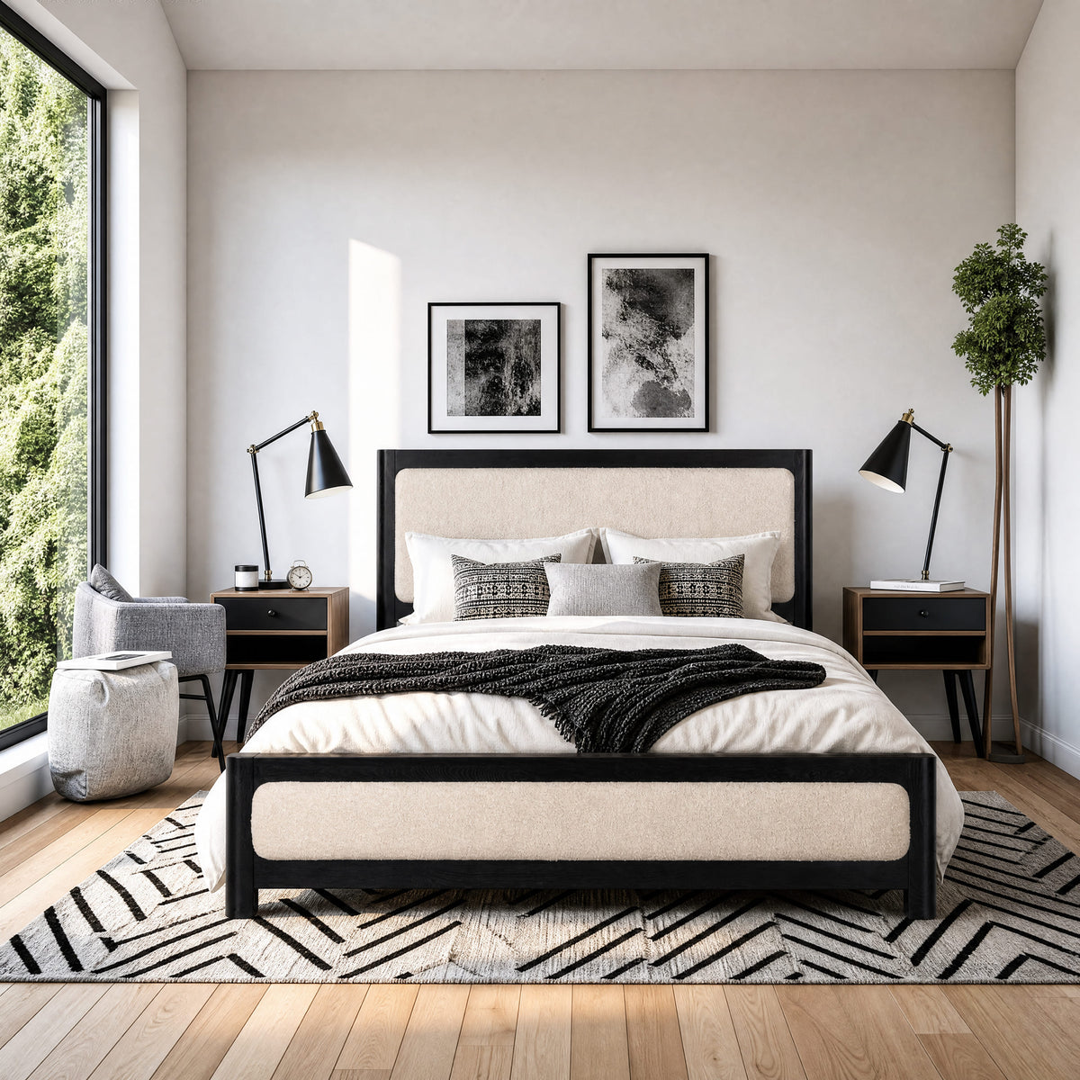 Liverpool Pine King Bed Frame - Black