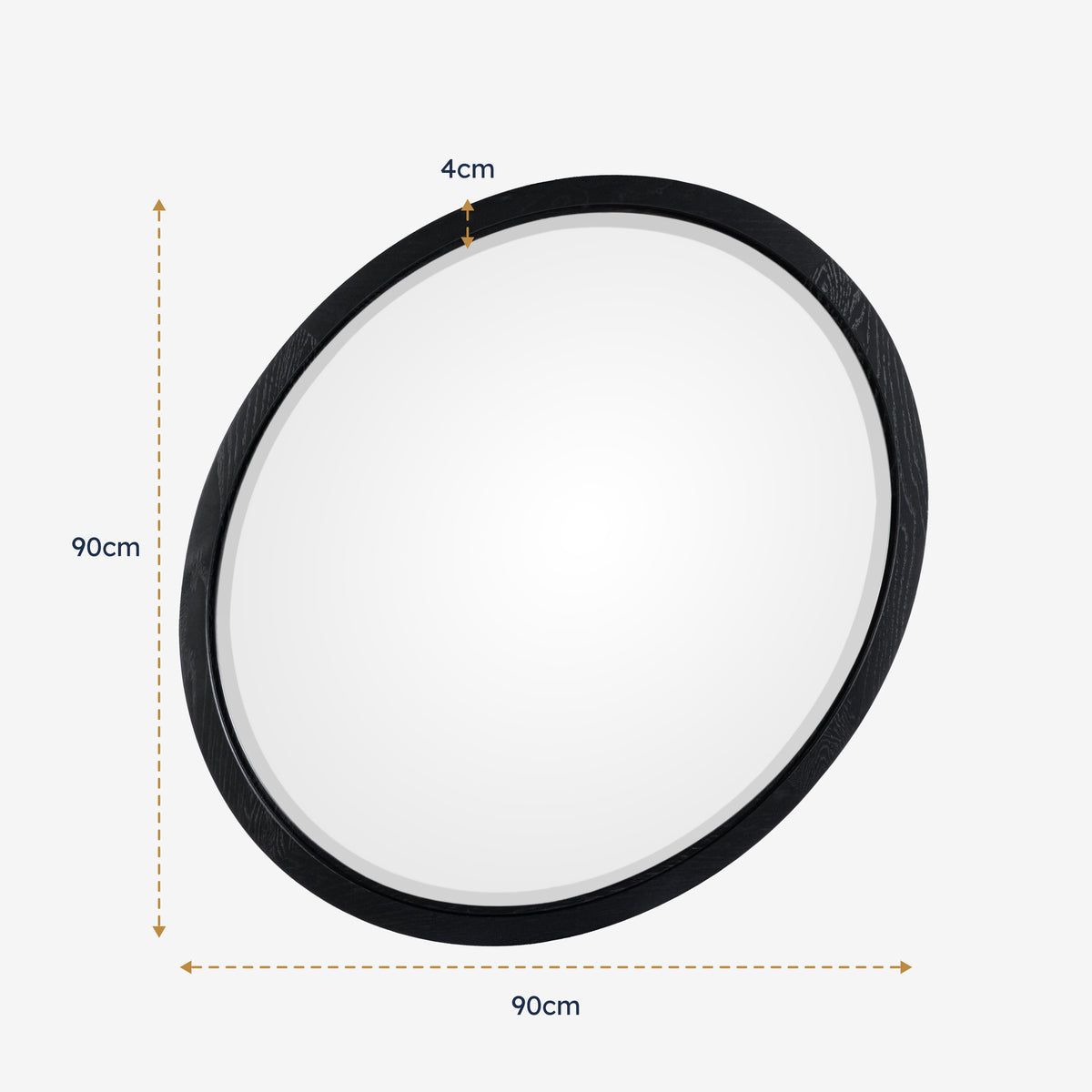 Round ceiling light fixture with dimensions on a white background

