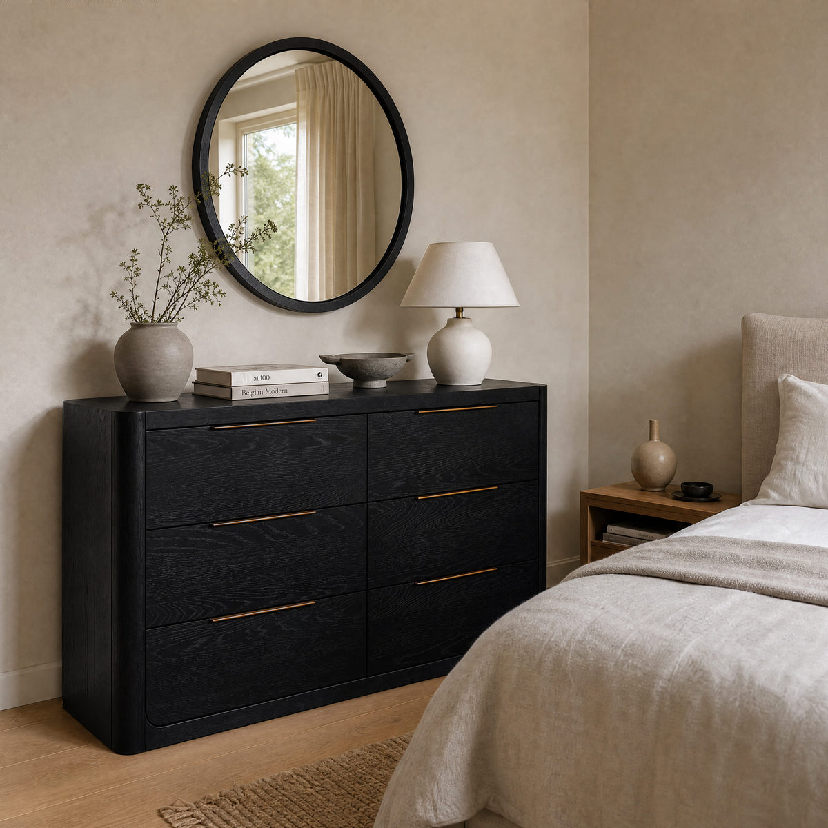 Liverpool Oak Mirror - Black