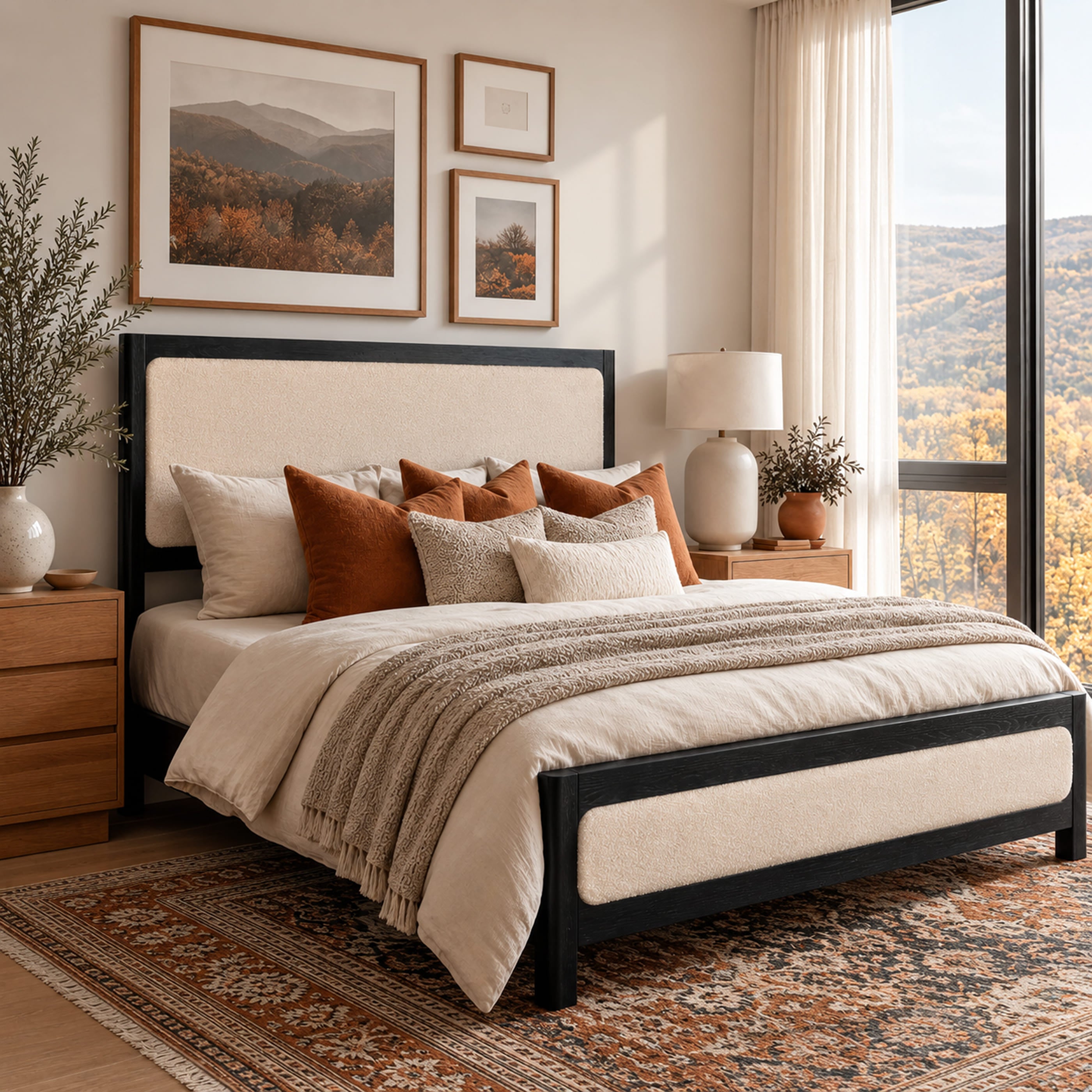 Liverpool Pine Queen Bed Frame - Black