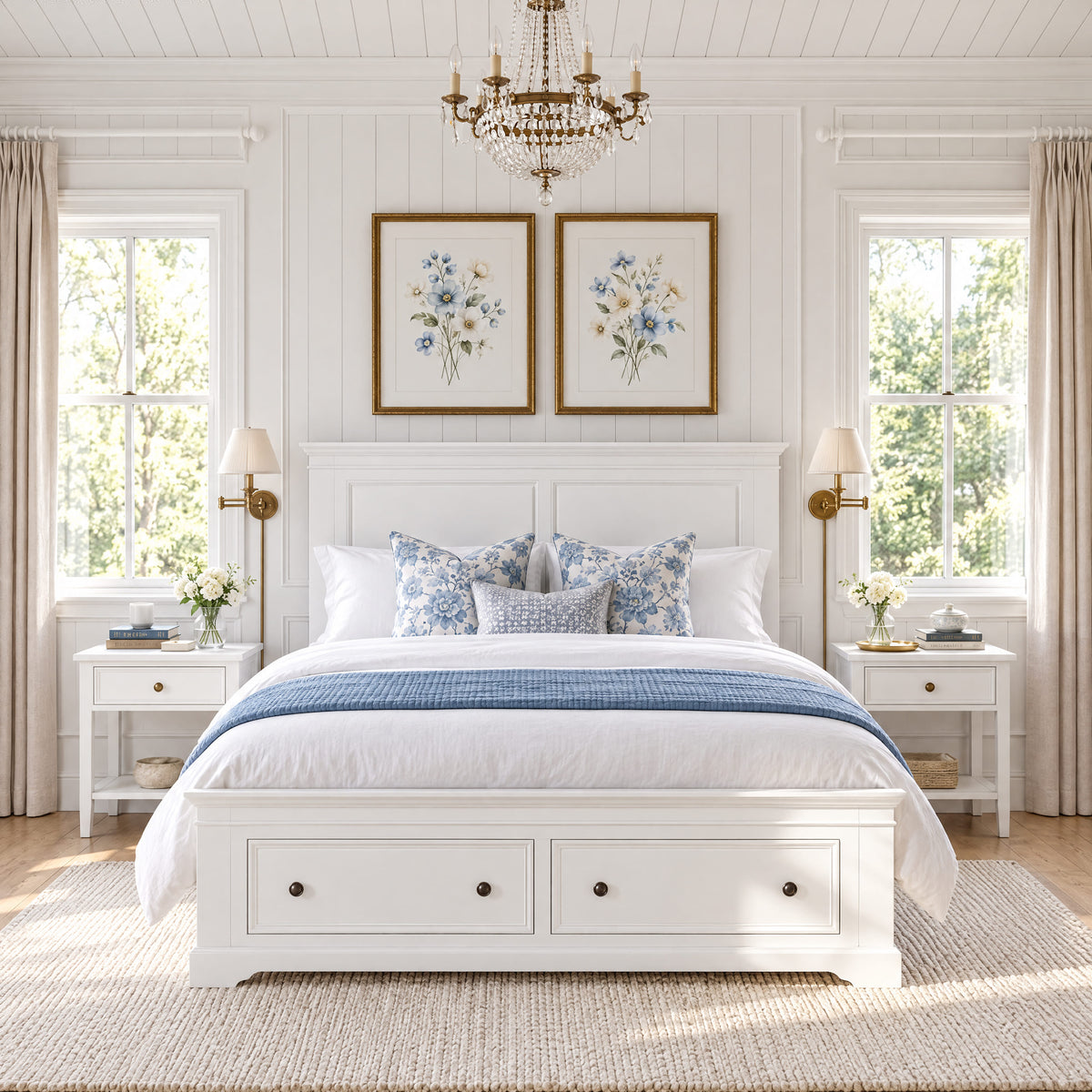 London Pine King Bed Frame with 2 Drawers