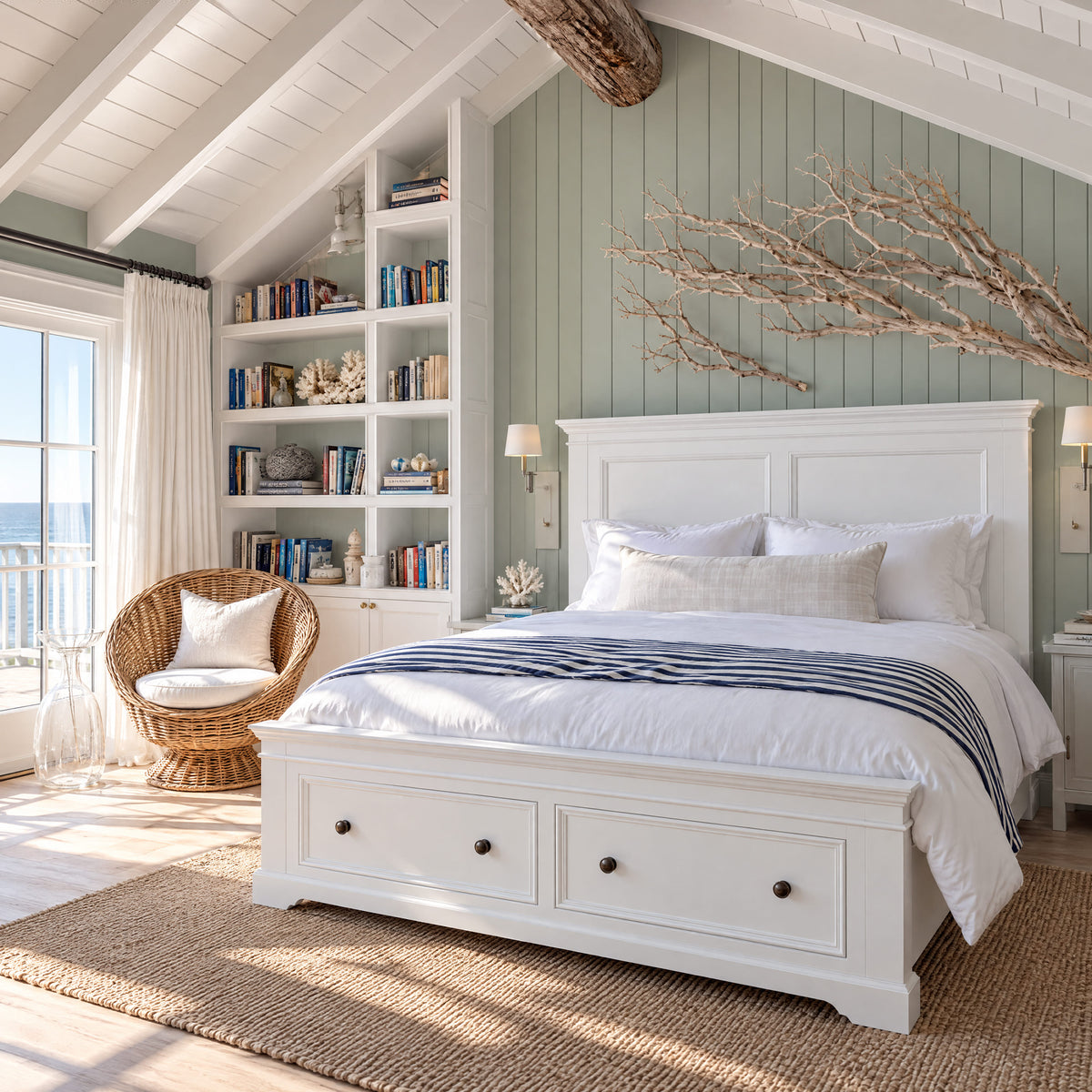 London Pine King Bed Frame with 2 Drawers