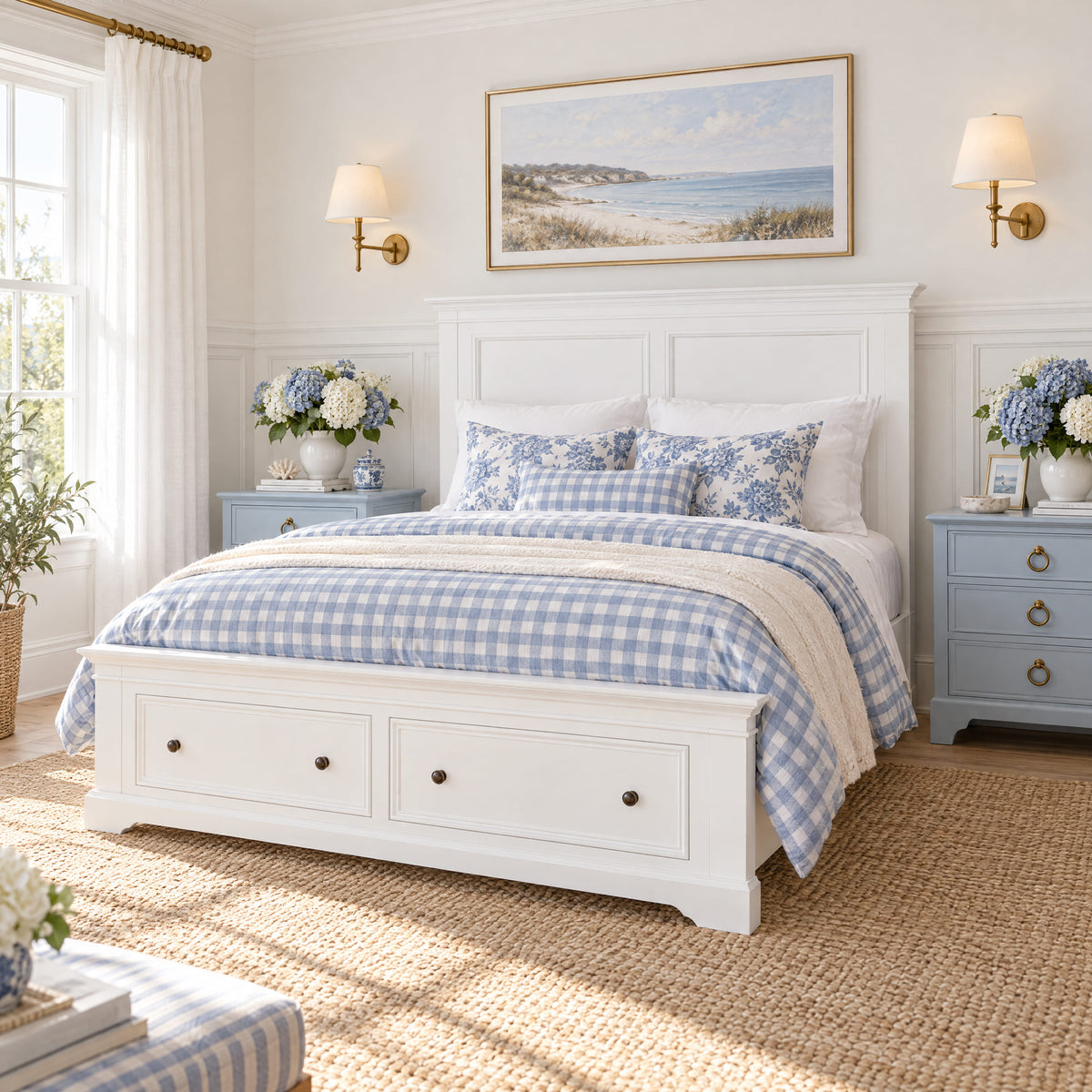 London Pine Double Bed Frame with 2 Drawers