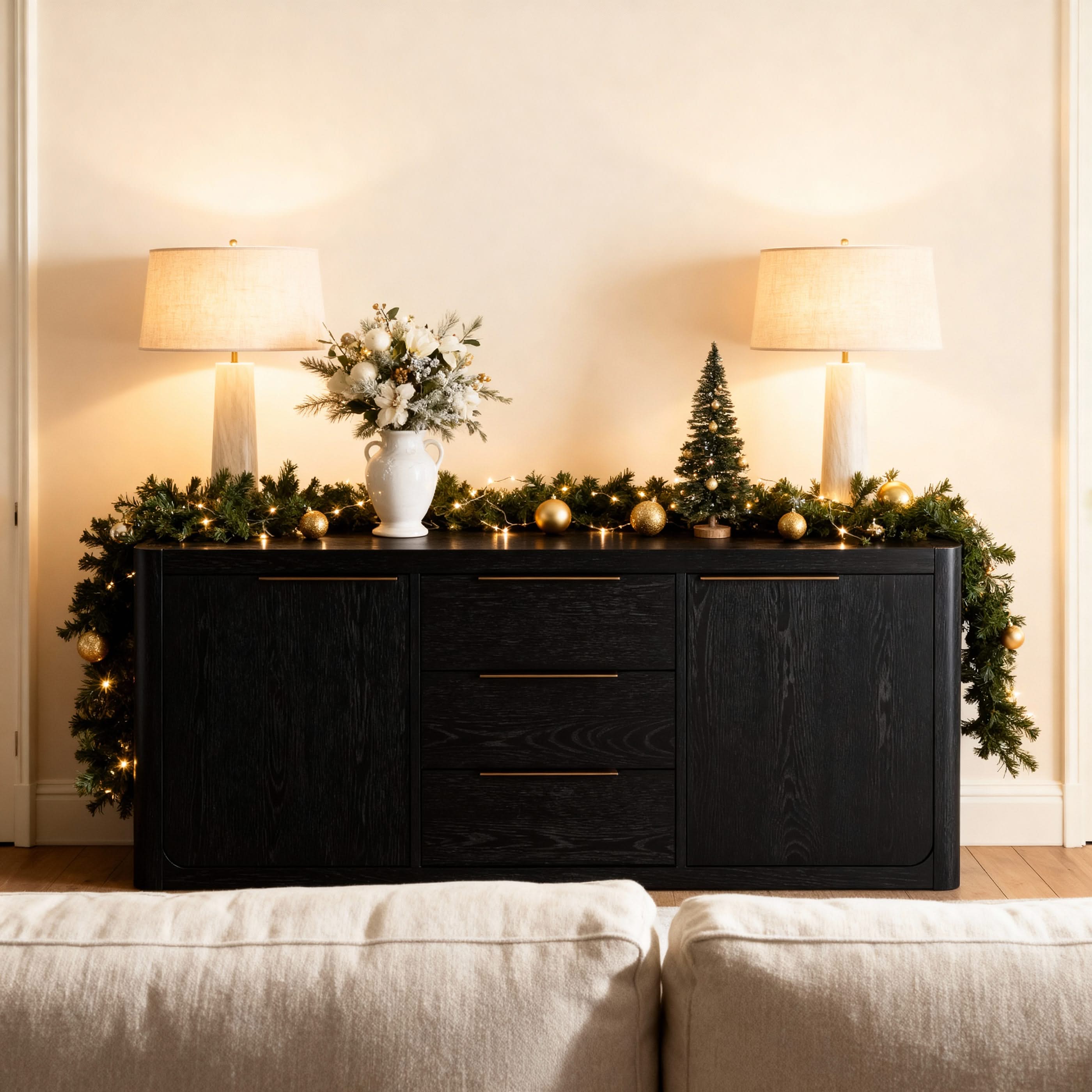 Liverpool 2 Door 3 Drawer Sideboard (Black)