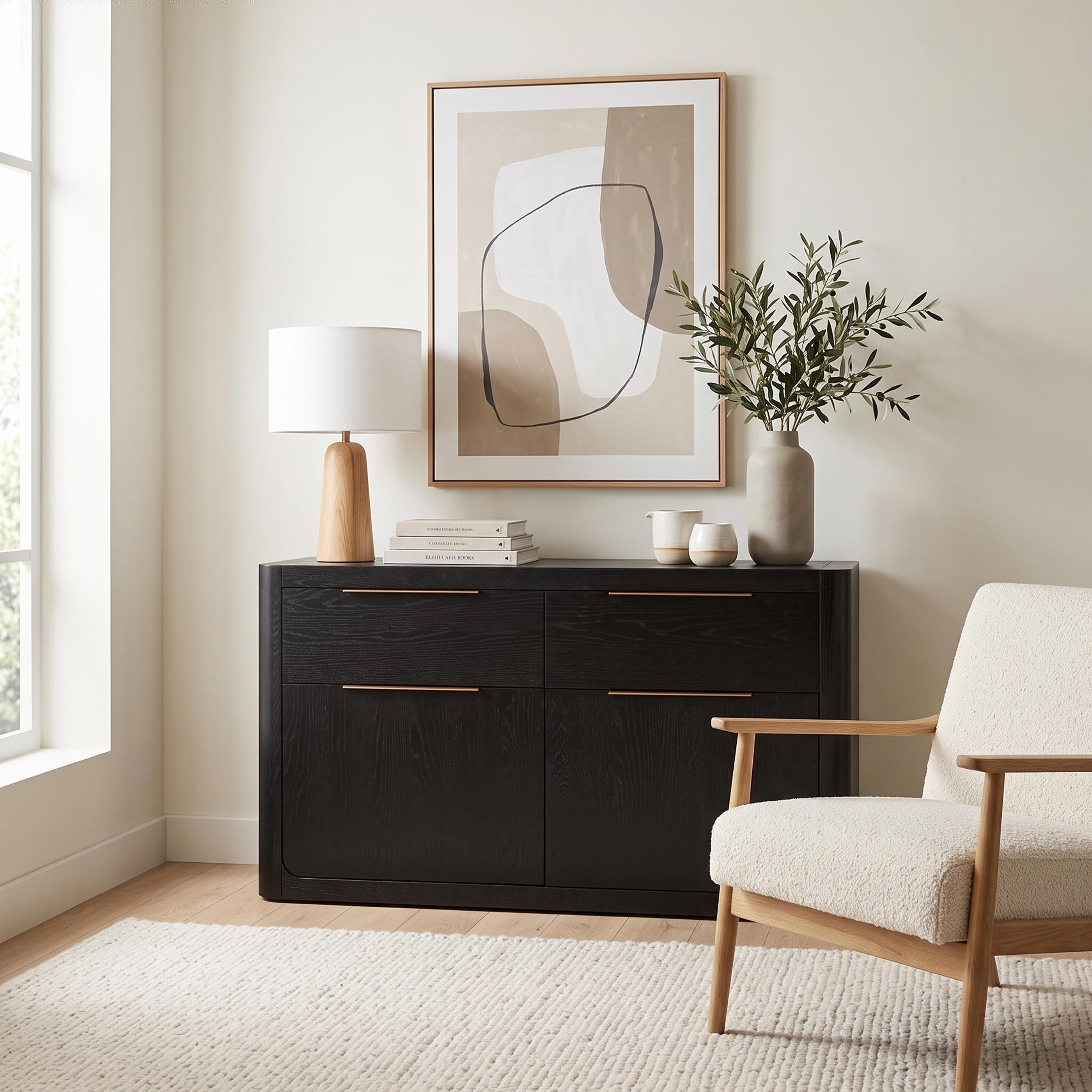 Liverpool Pine 2 Door 2 Drawer Sideboard - Black
