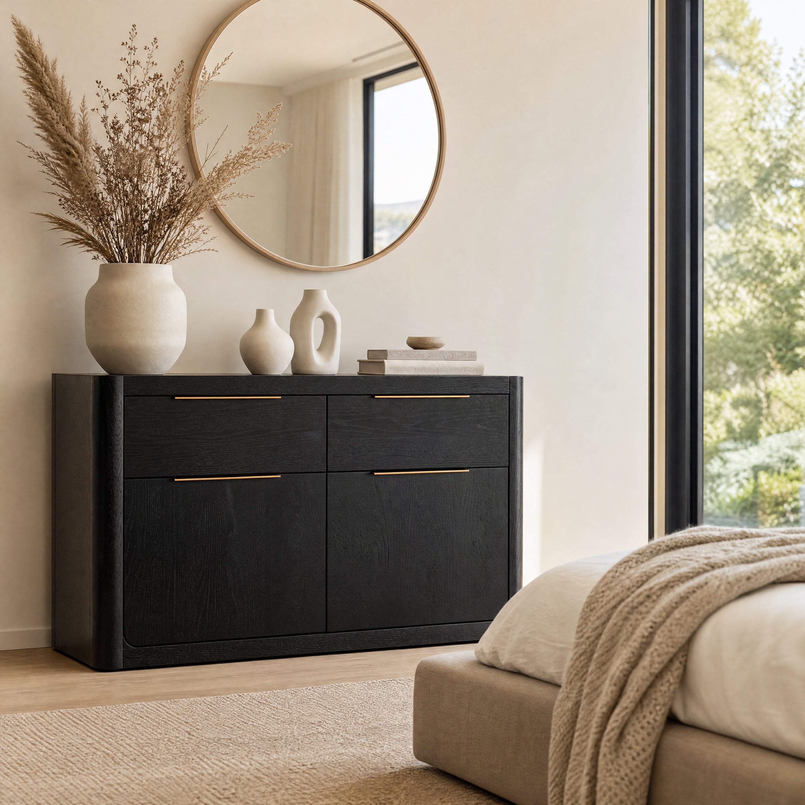 Liverpool Pine 2 Door 2 Drawer Sideboard - Black