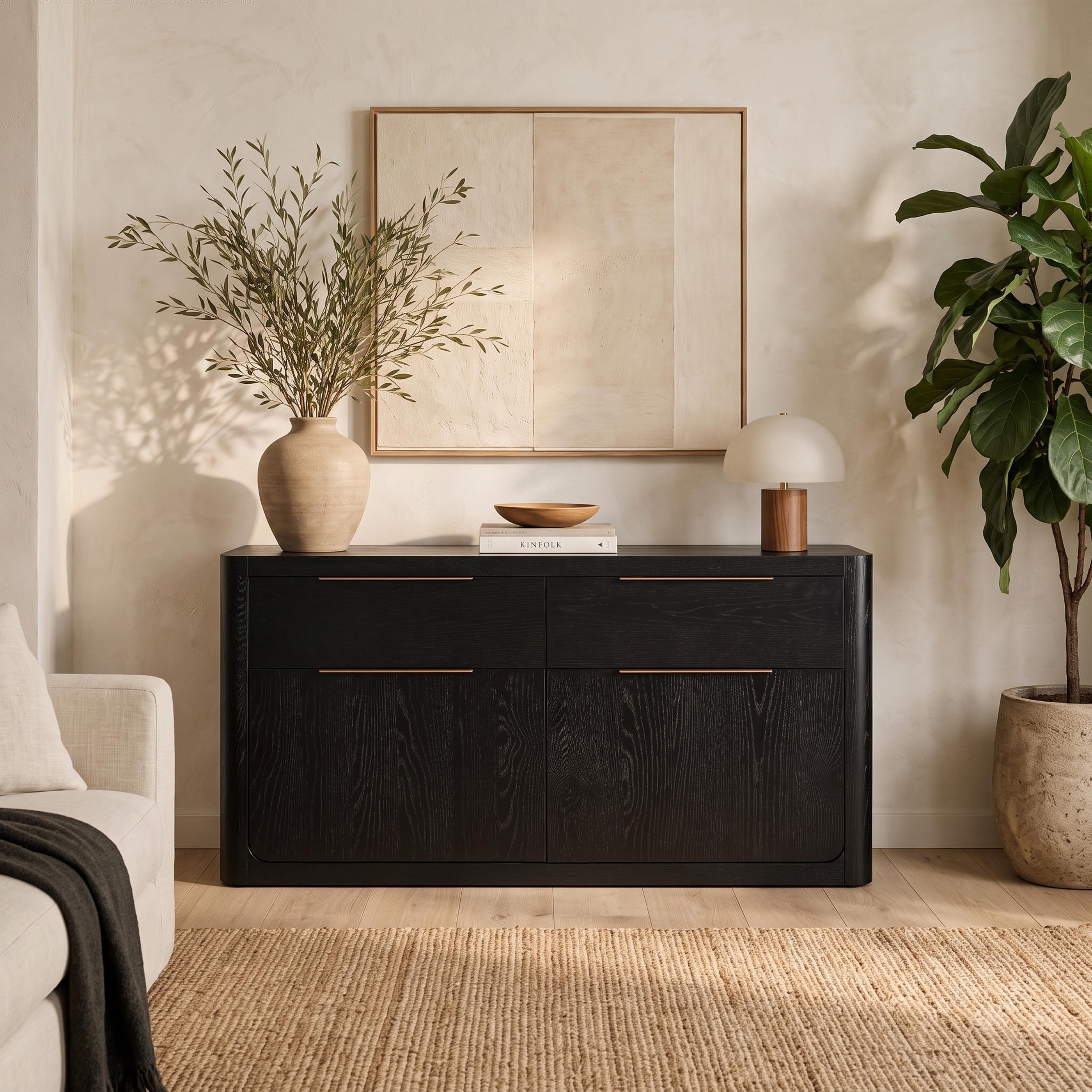 Liverpool Pine 2 Door 2 Drawer Sideboard - Black