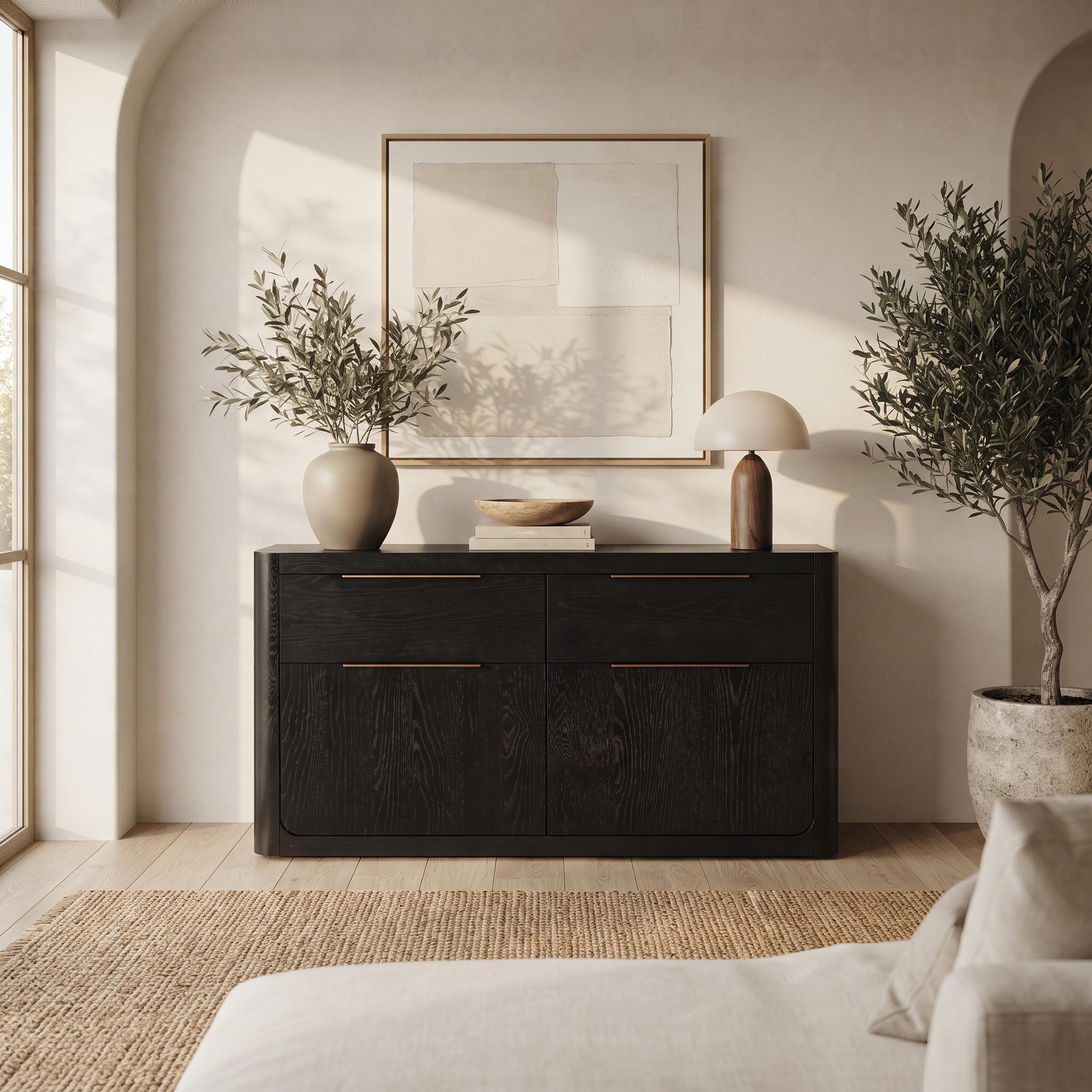 Liverpool Pine 2 Door 2 Drawer Sideboard - Black