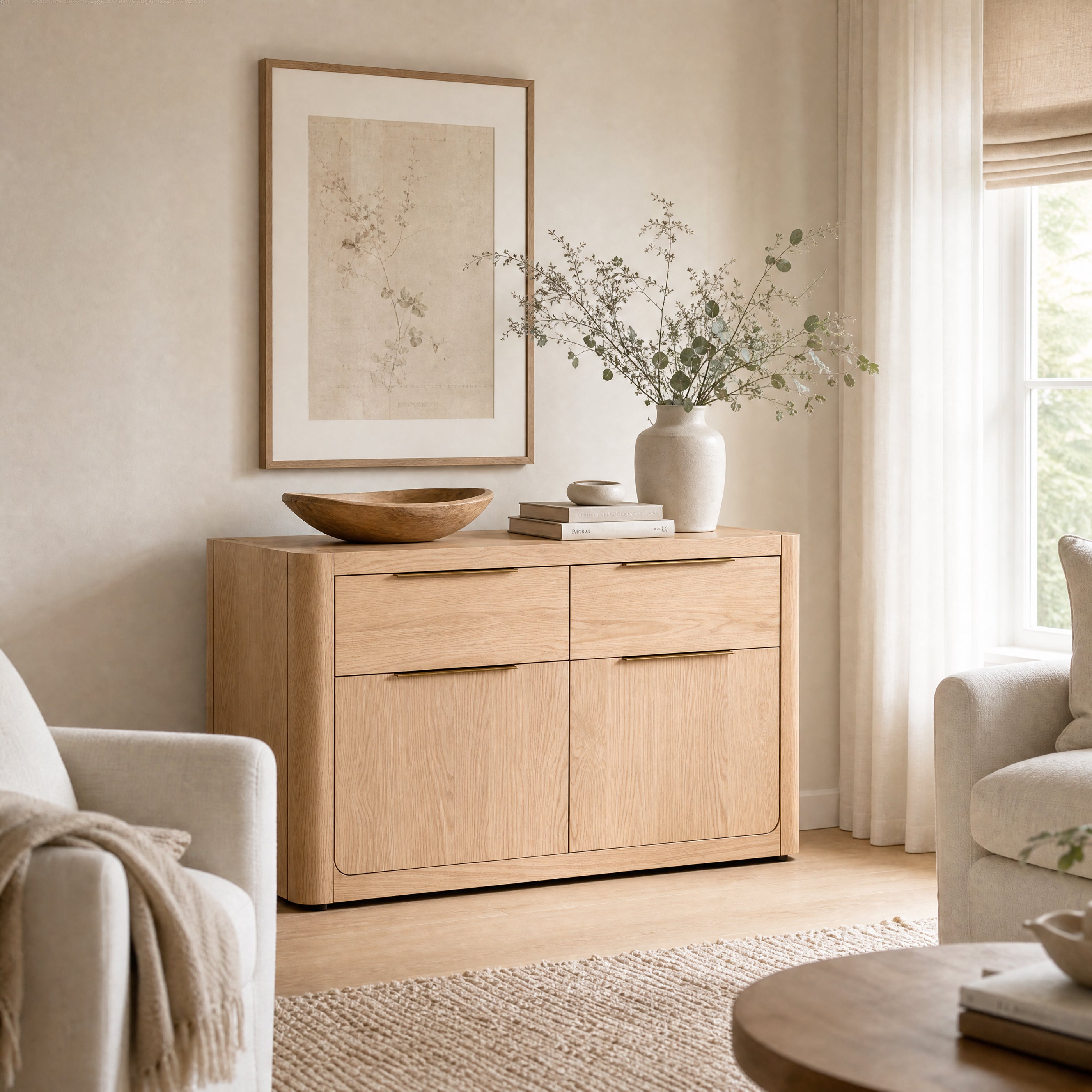 Liverpool Pine 2 Door 2 Drawer Sideboard - Natural