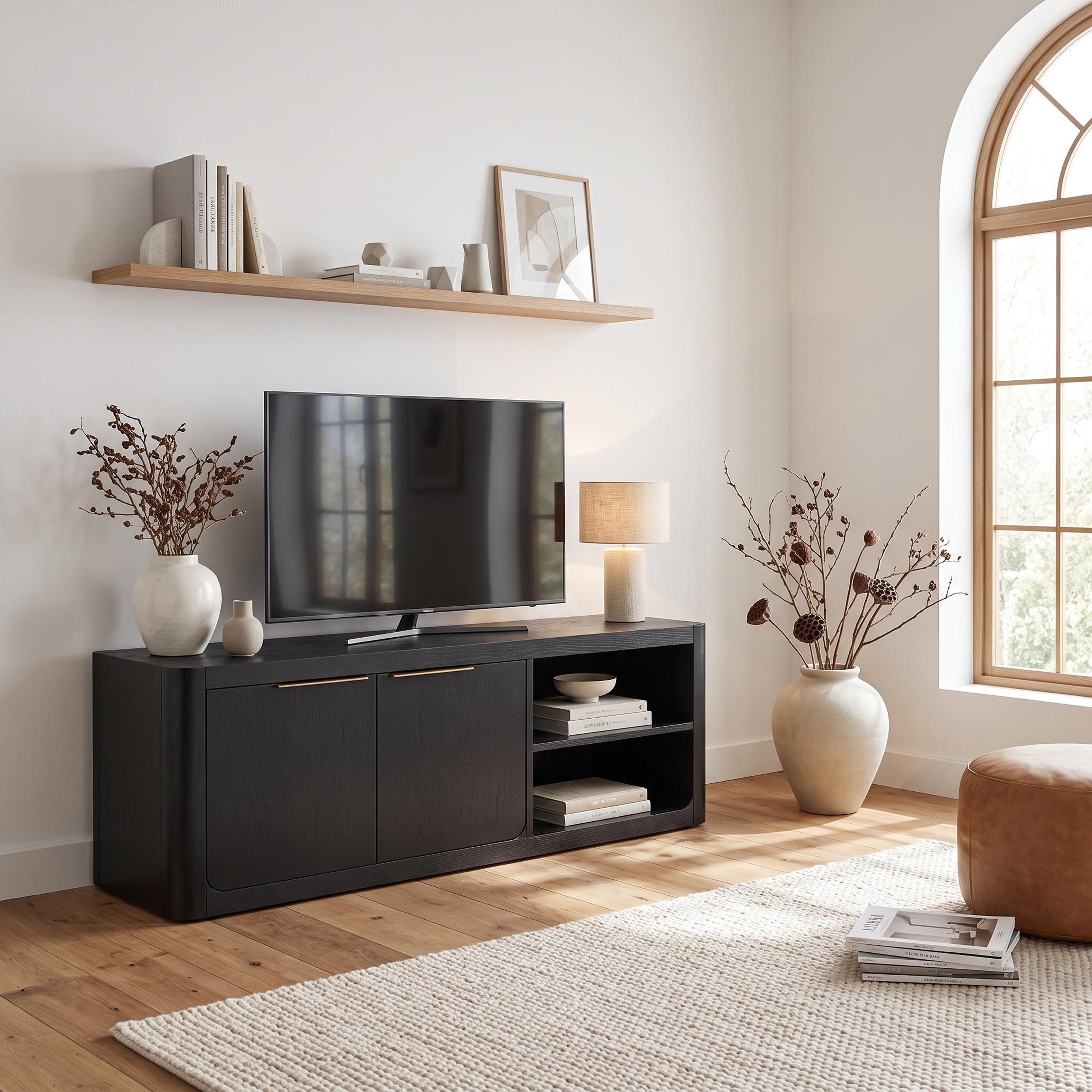 Liverpool Pine 2 Door TV Unit 140cm - Black