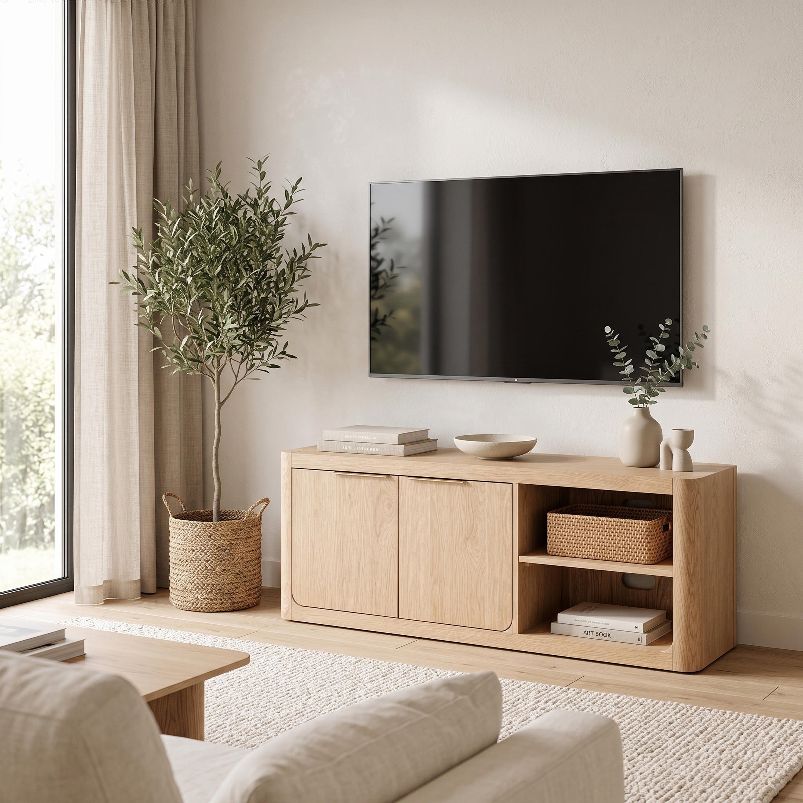 Liverpool Pine 2 Door TV Unit 140cm - Natural
