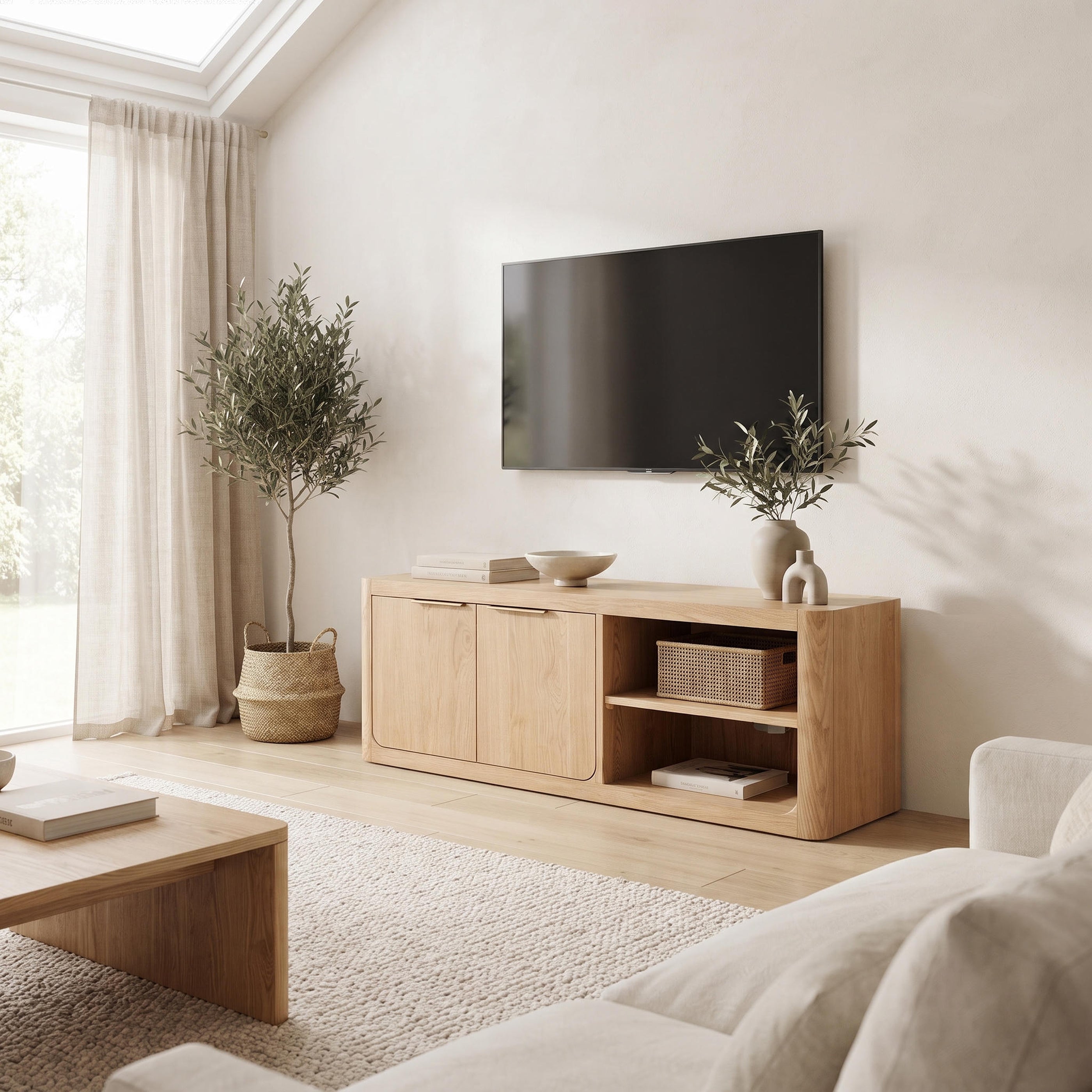 Liverpool Pine 2 Door TV Unit 140cm - Natural