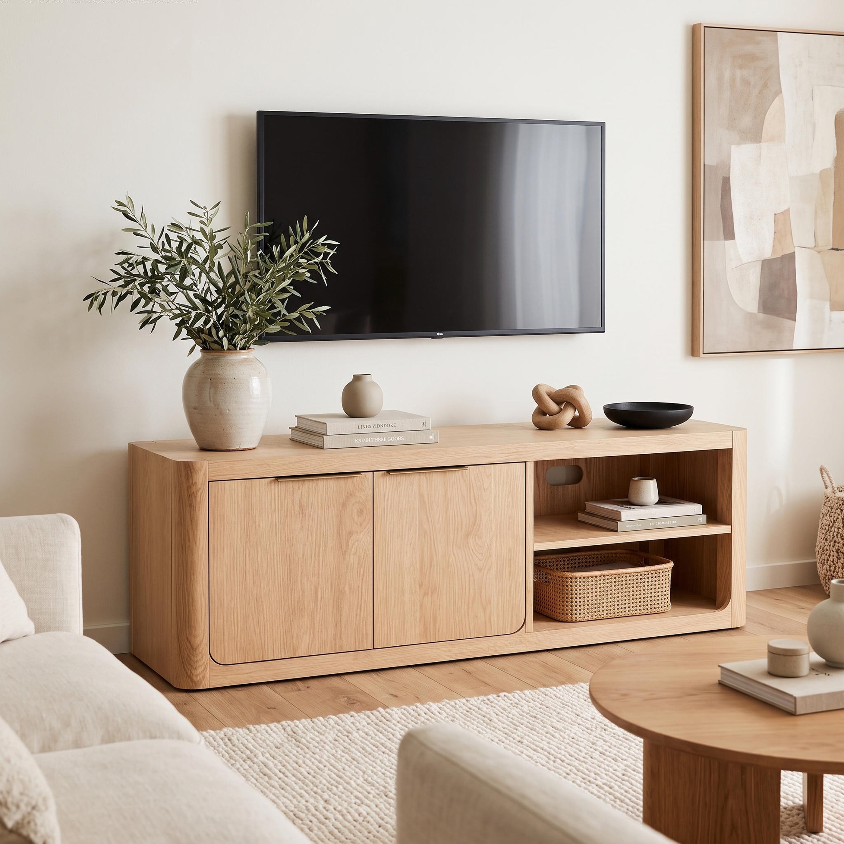Liverpool Pine 2 Door TV Unit 140cm - Natural