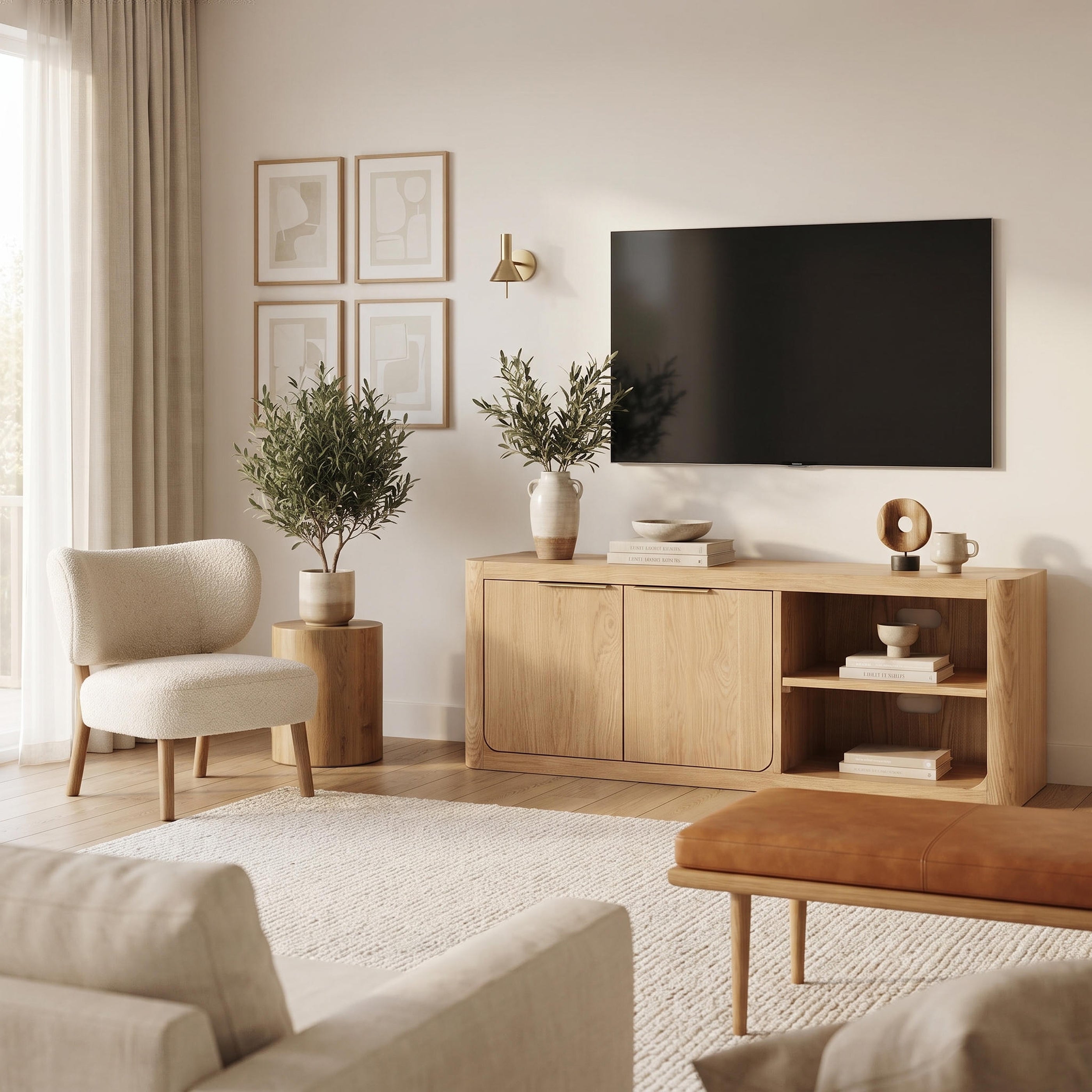 Liverpool Pine 2 Door TV Unit 140cm - Natural