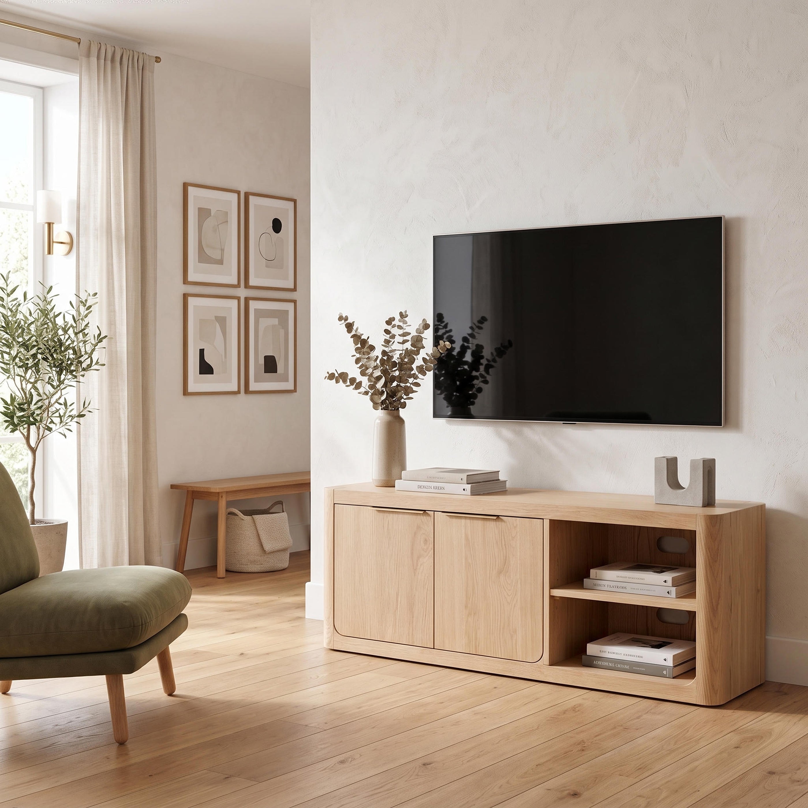 Liverpool Pine 2 Door TV Unit 140cm - Natural
