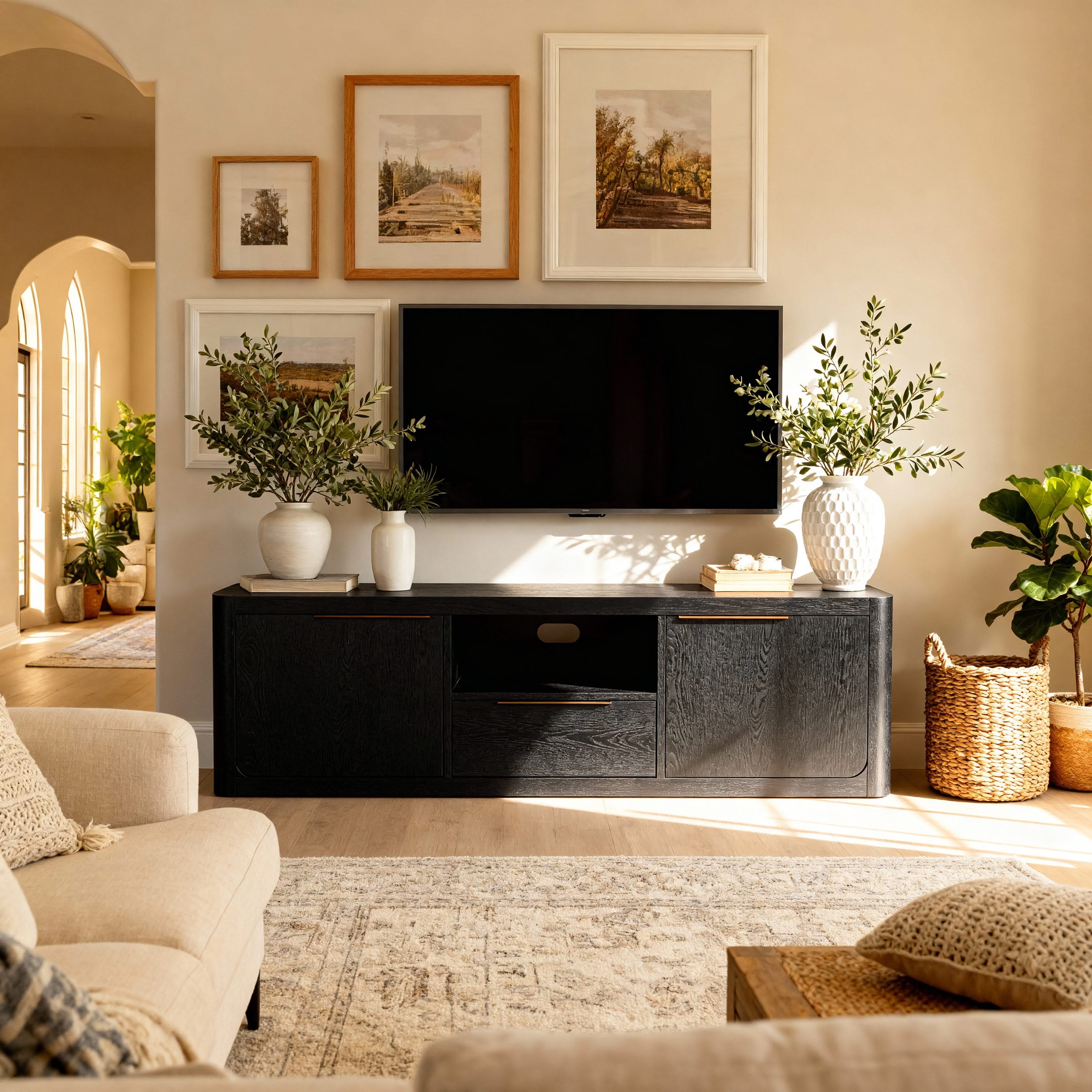 Liverpool 2 Door 1 Drawer TV Unit (Black)