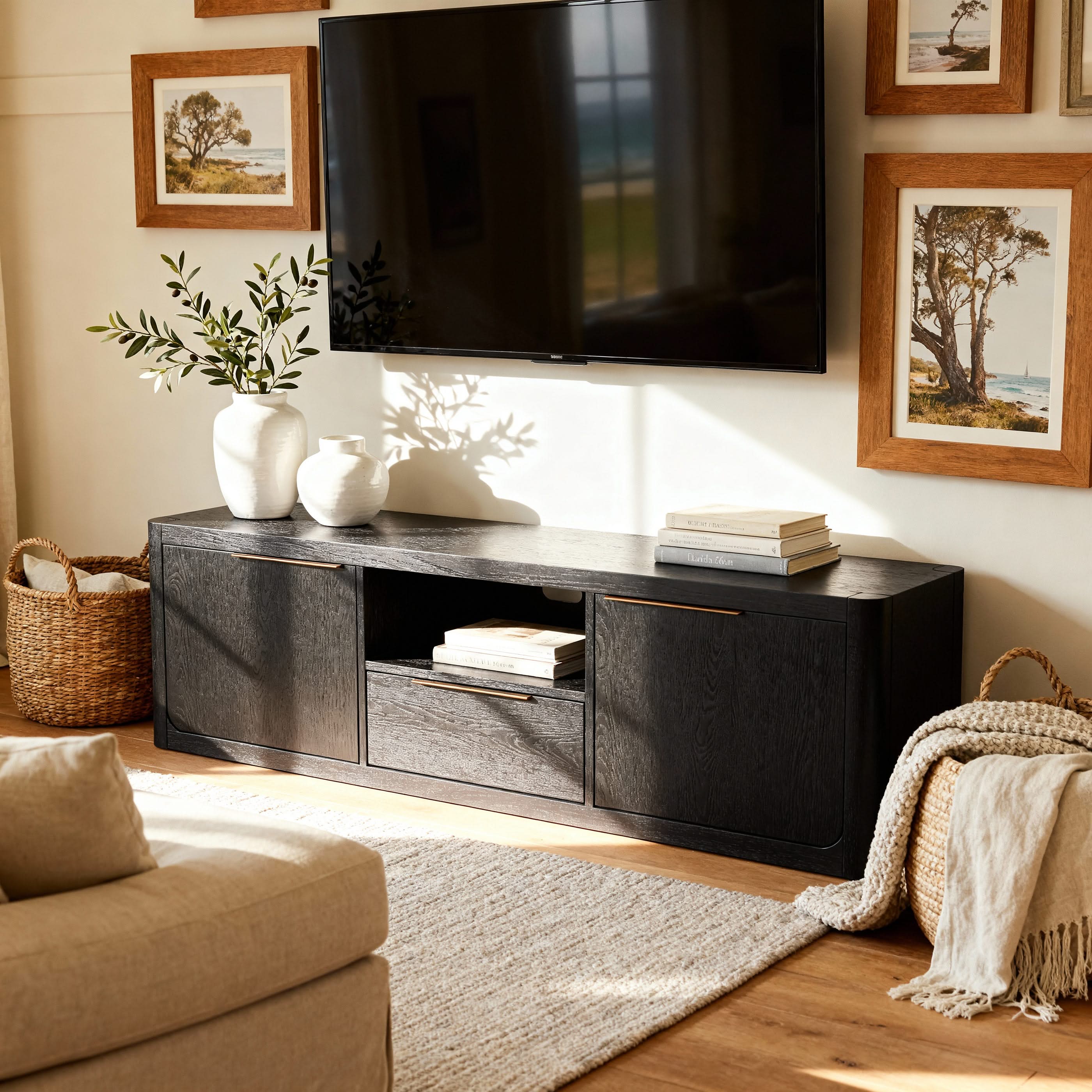 Liverpool 2 Door 1 Drawer TV Unit (Black)