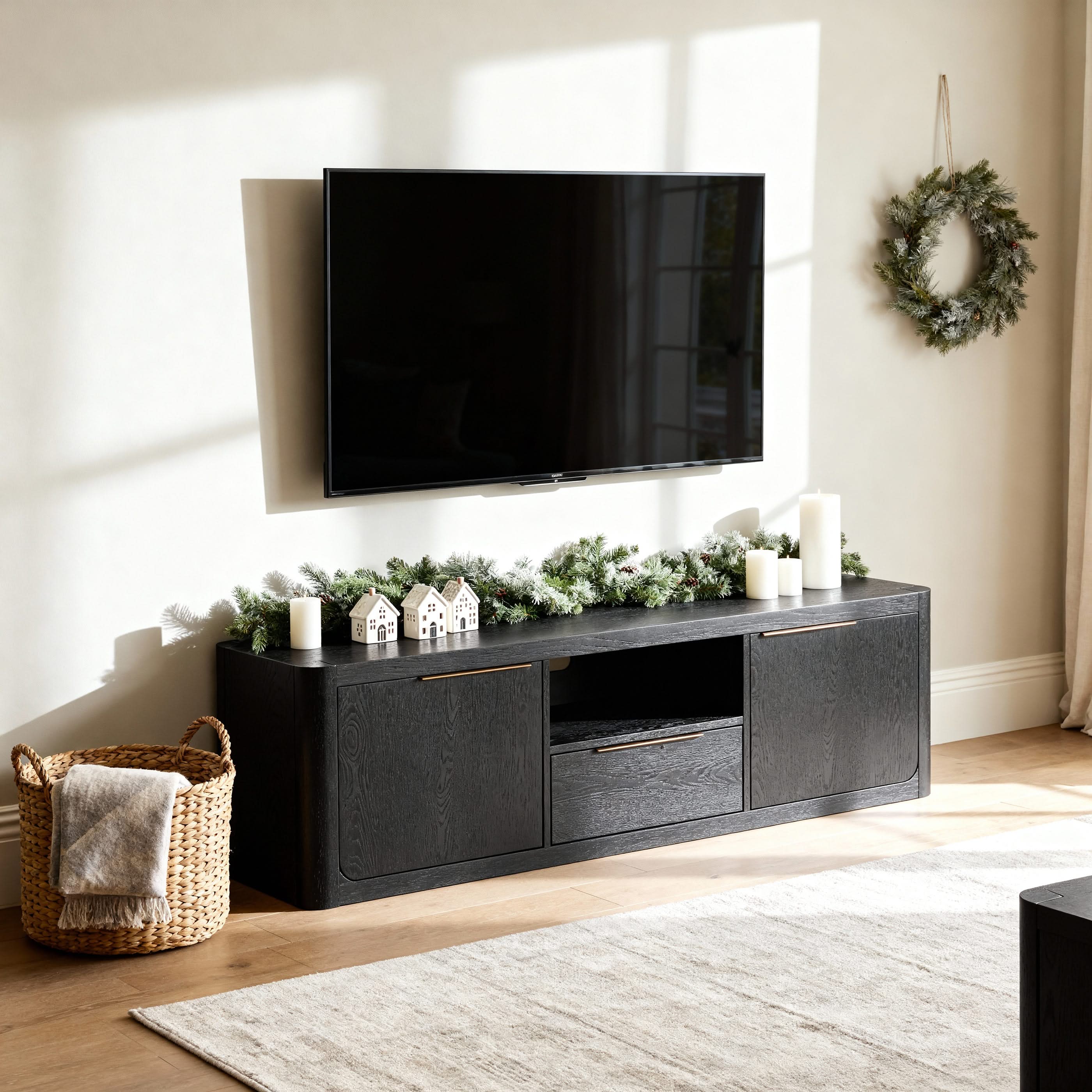 Liverpool 2 Door 1 Drawer TV Unit (Black)