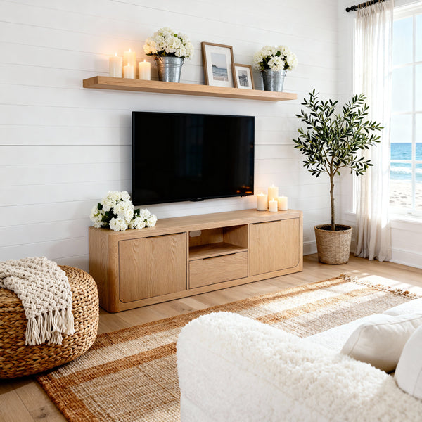 Liverpool Pine 2 Door 1 Drawer TV Unit 180cm - Natural — lifestyle 1