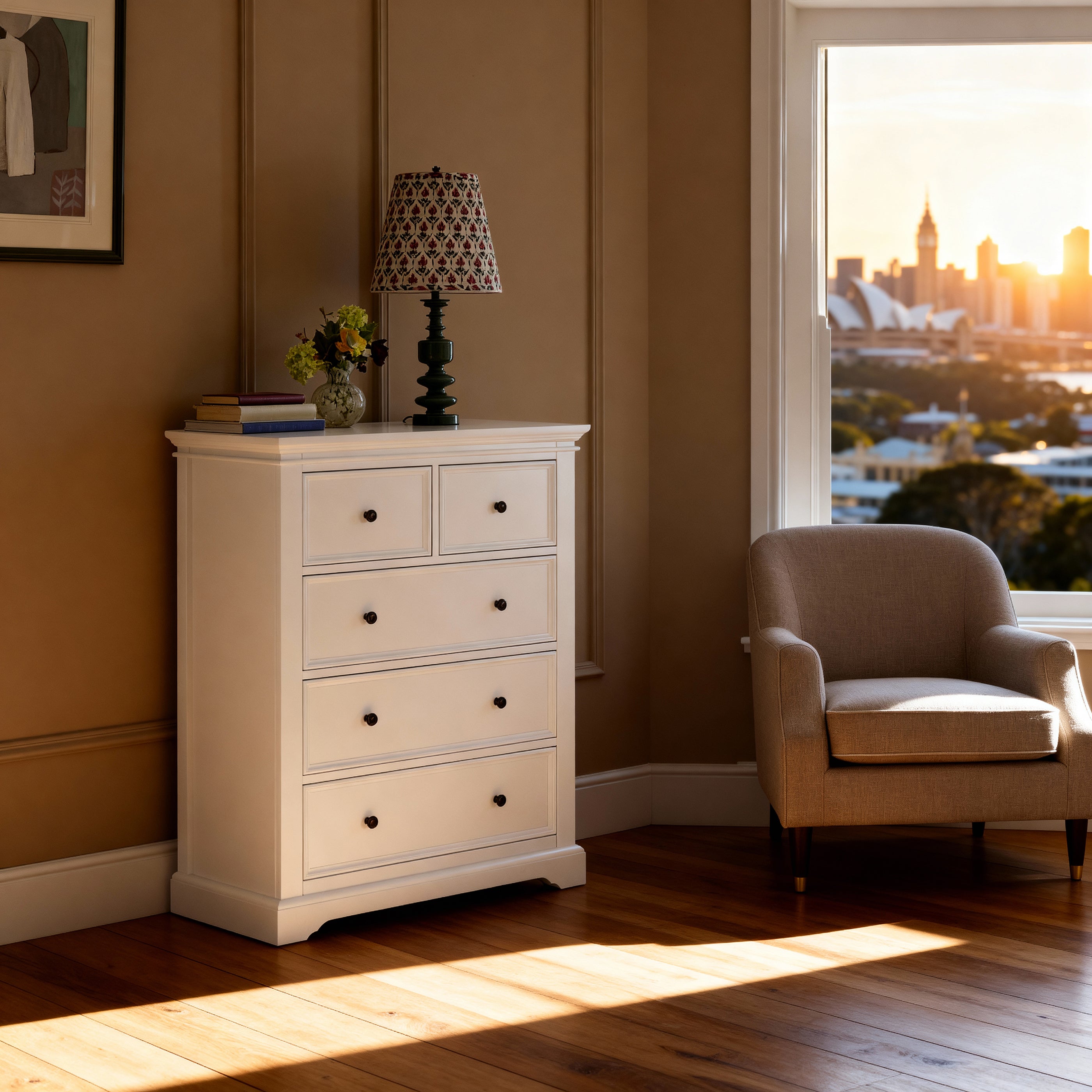 London 5 Drawer Tallboy