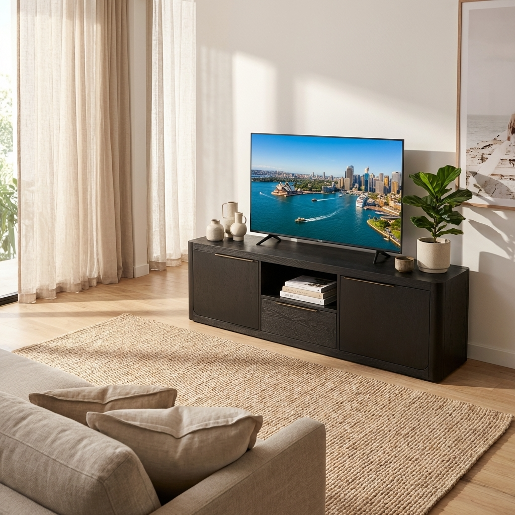 Liverpool 2 Door 1 Drawer TV Unit (Black)