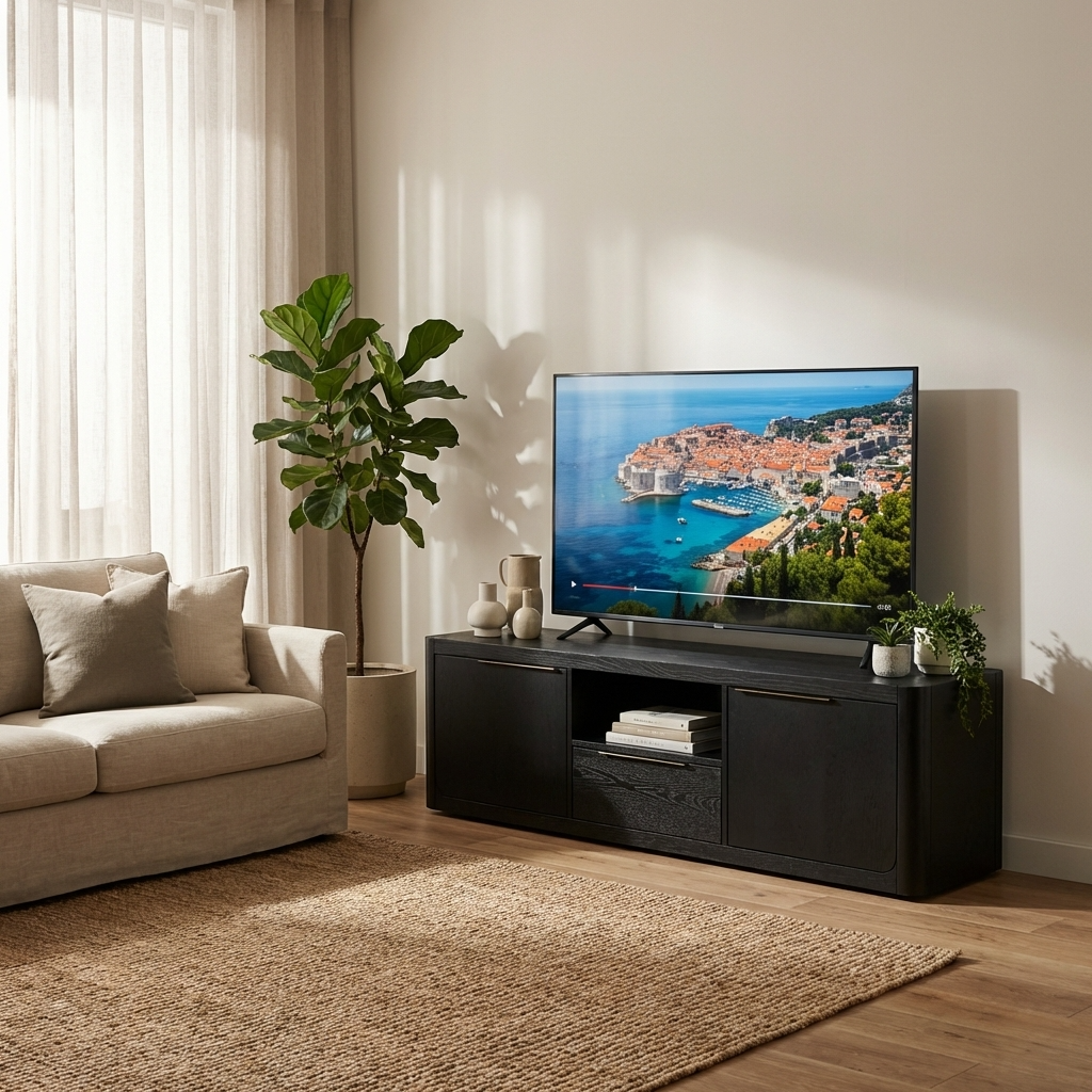 Liverpool 2 Door 1 Drawer TV Unit (Black)