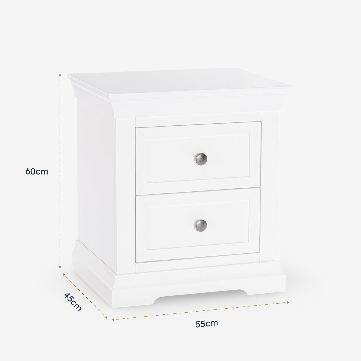 Manchester Pine 2 Drawer Bedside Table dimensions