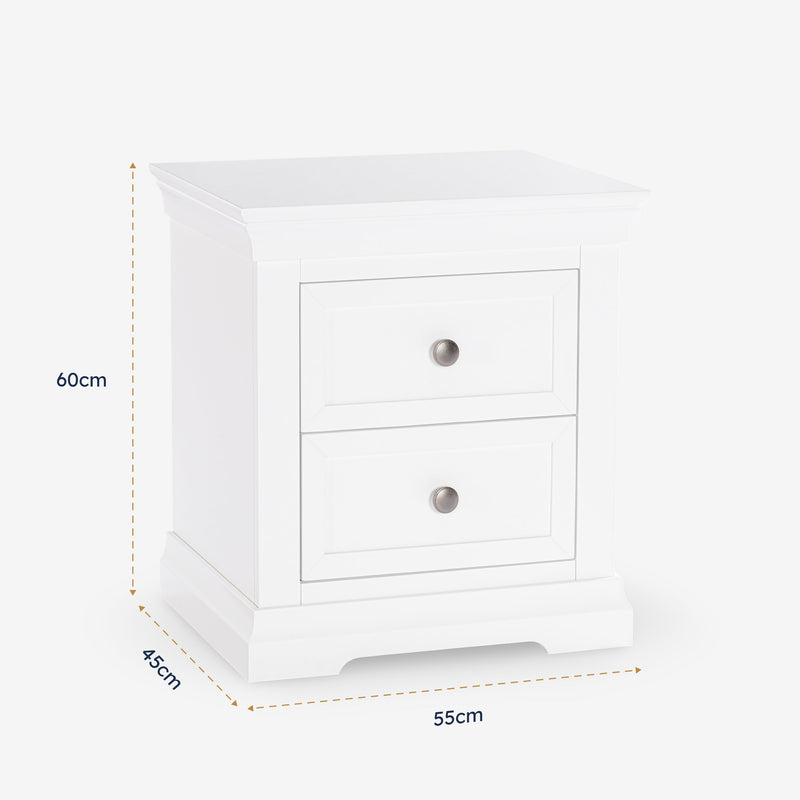 Manchester Pine 2 Drawer Bedside Table dimensions