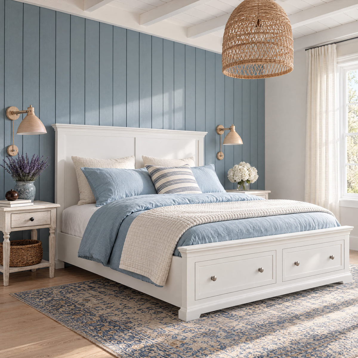 Manchester Pine Double Bed Frame with 2 Drawers