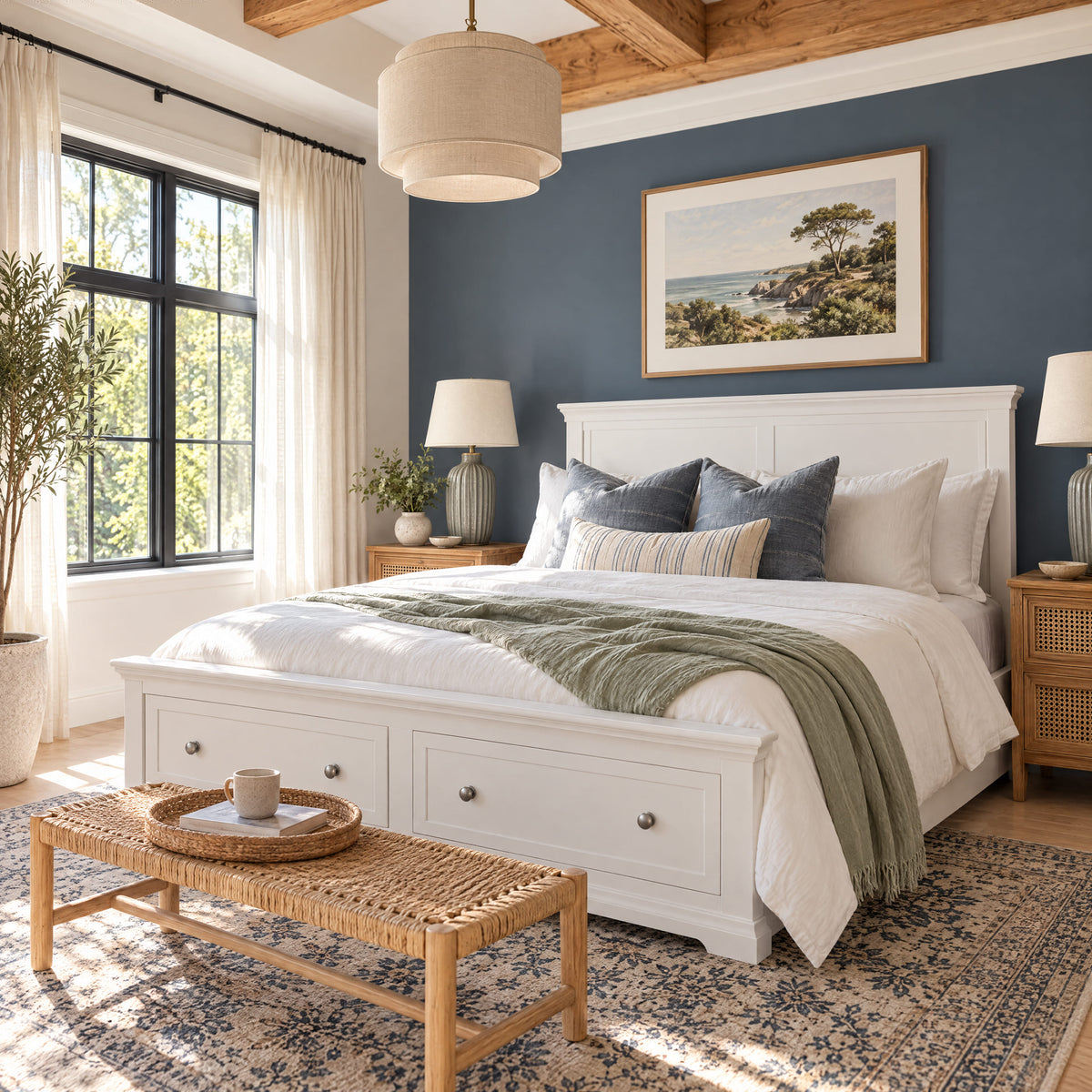 Manchester Pine Queen Bed Frame with 2 Drawers