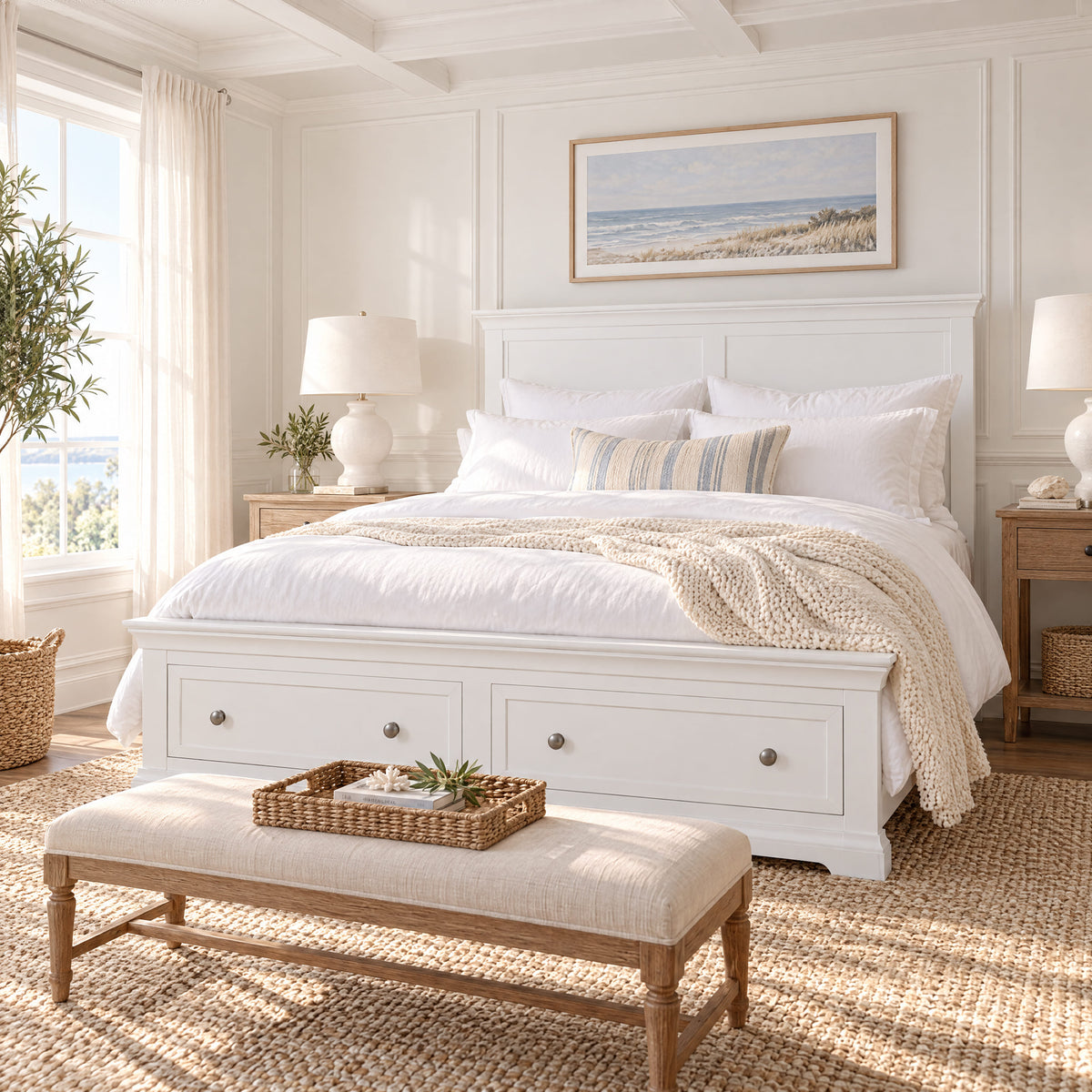 Manchester Pine Queen Bed Frame with 2 Drawers