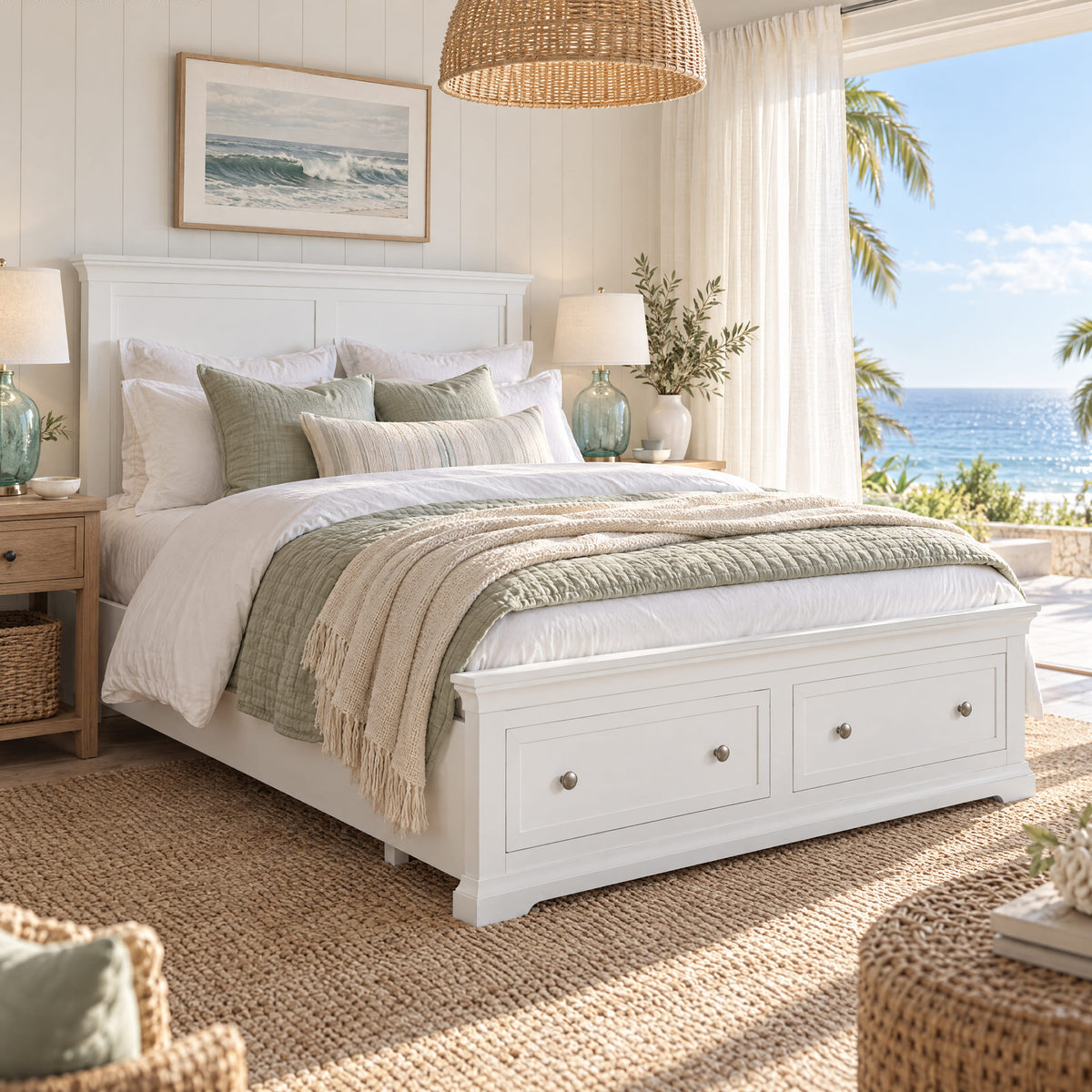 Manchester Pine King Bed Frame with 2 Drawers