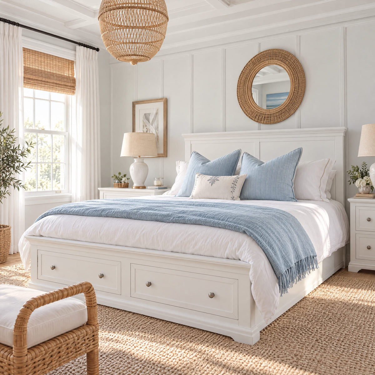Manchester Pine Queen Bed Frame with 2 Drawers